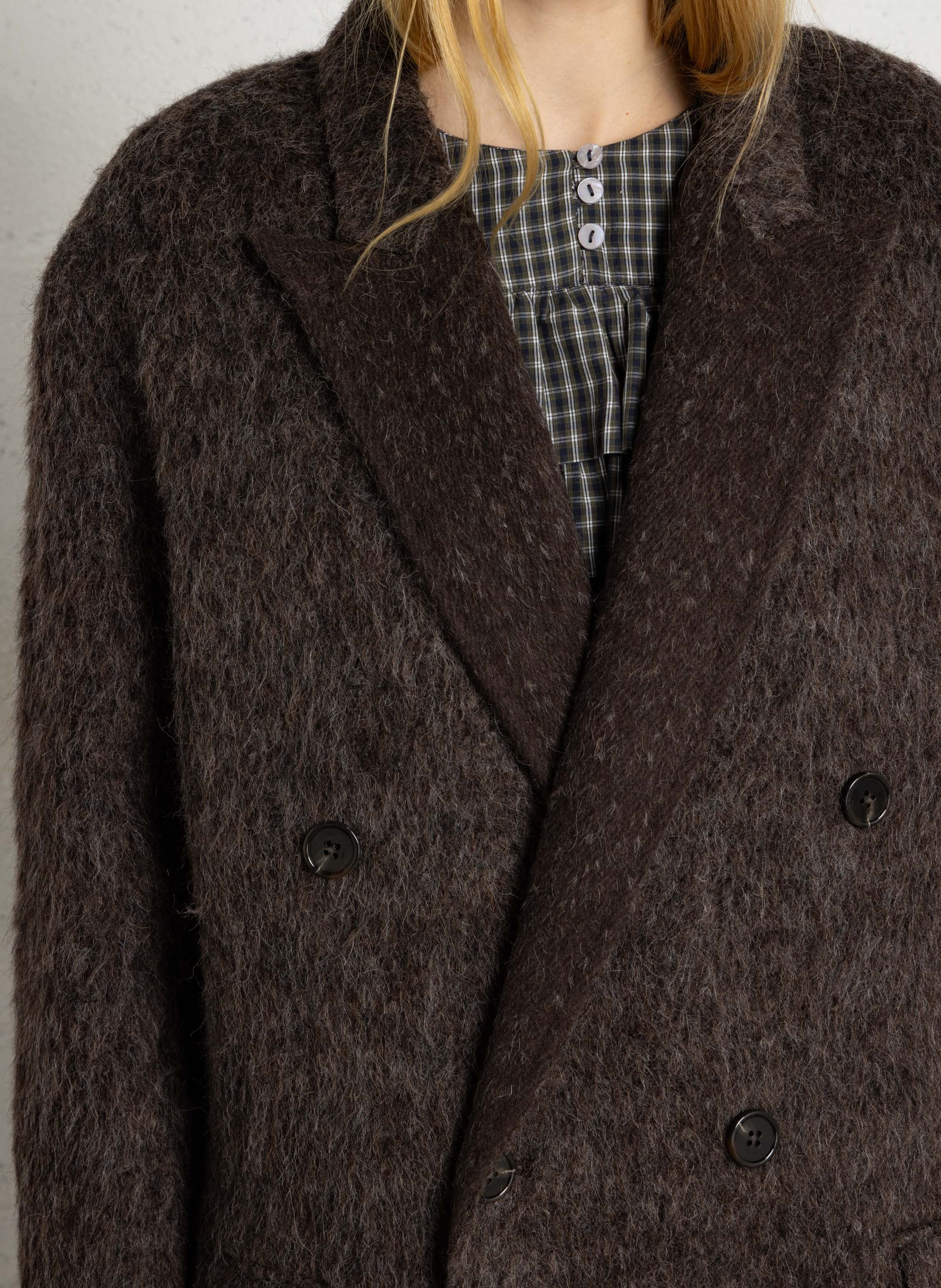 Langer weiter Wollmantel LAURENCE BRAS Braun