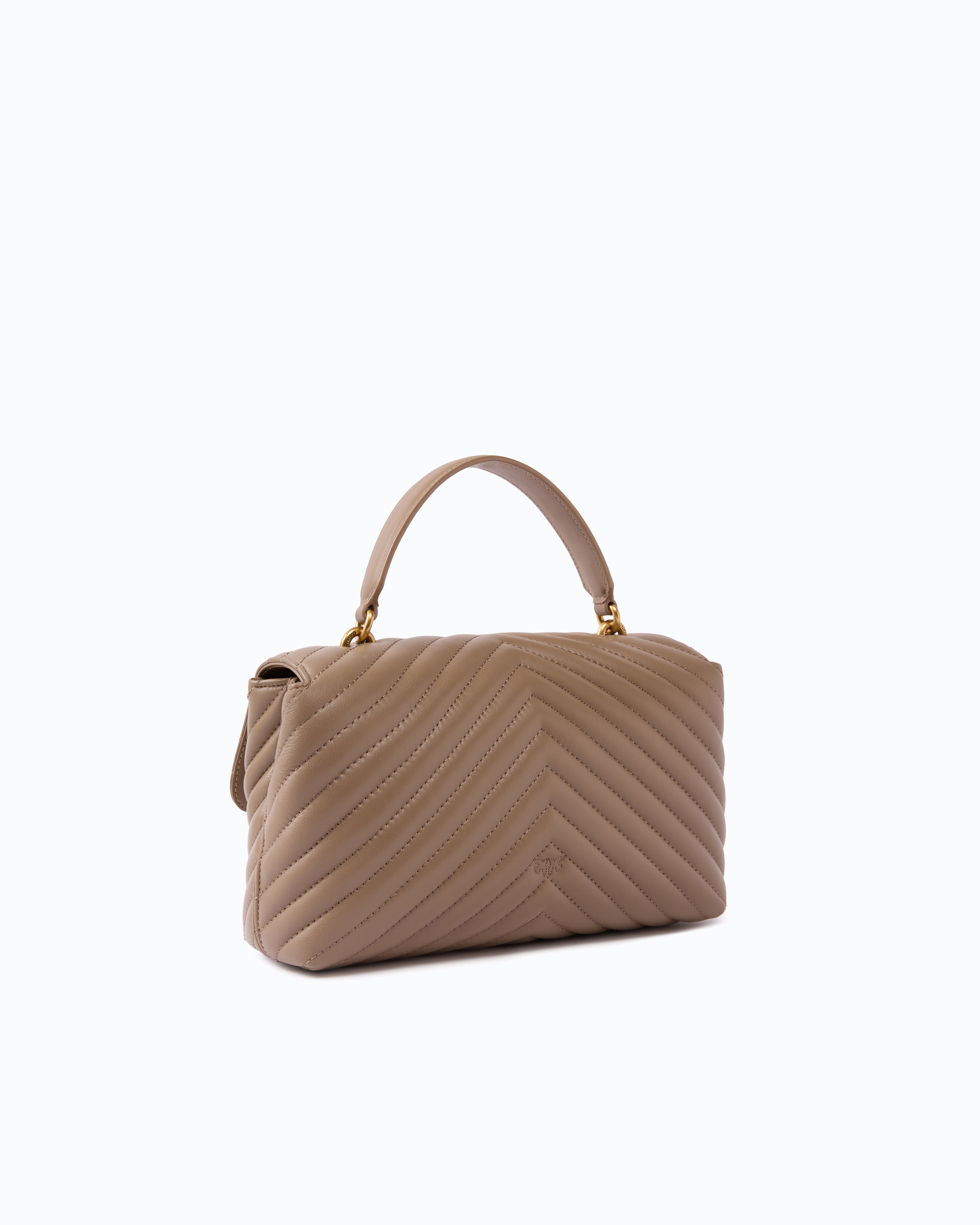 Sac à main lady love bag puff moyen en cuir nappa à chevrons PINKO Gris