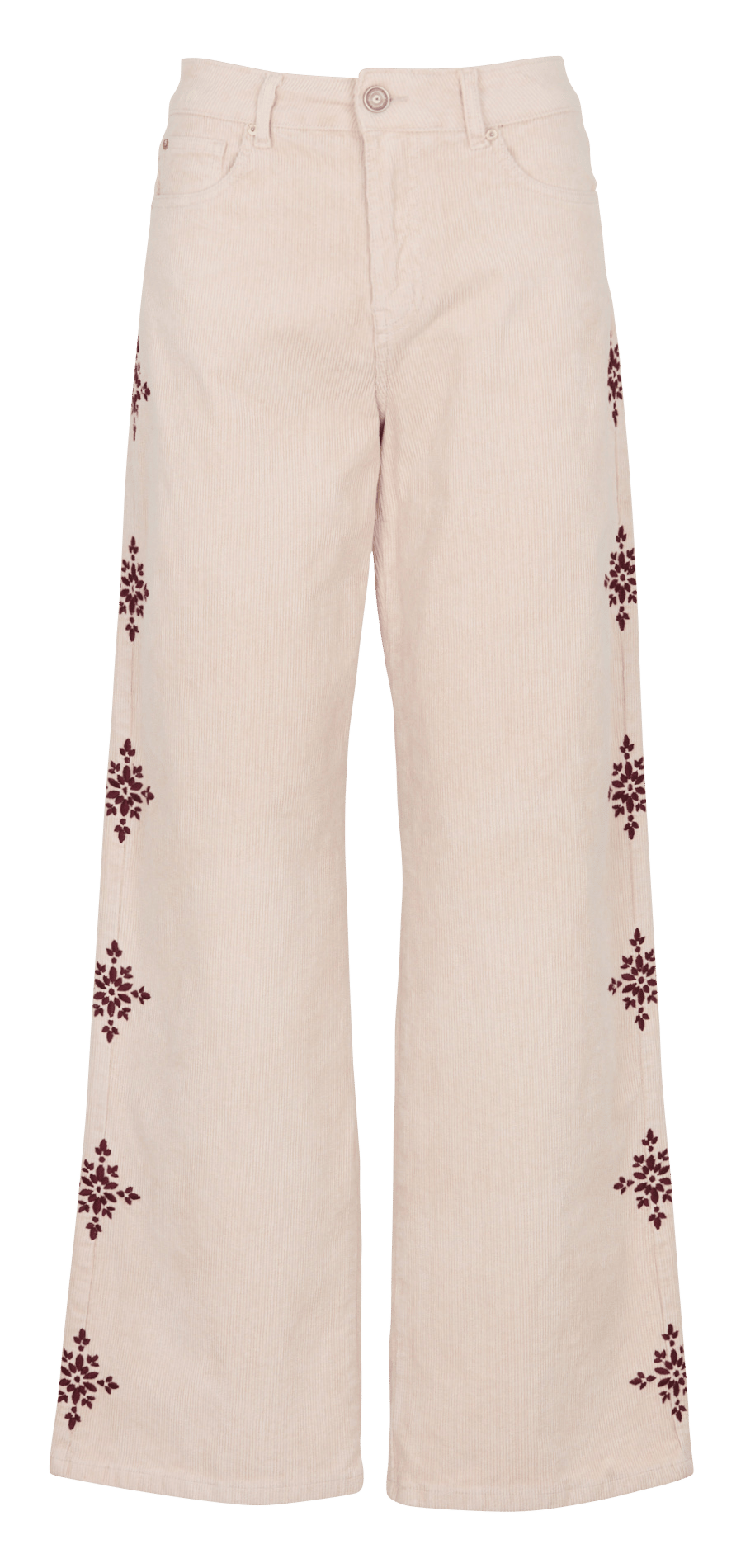 Pantalon droit avec broderies en coton mélangé SUD EXPRESS Beige