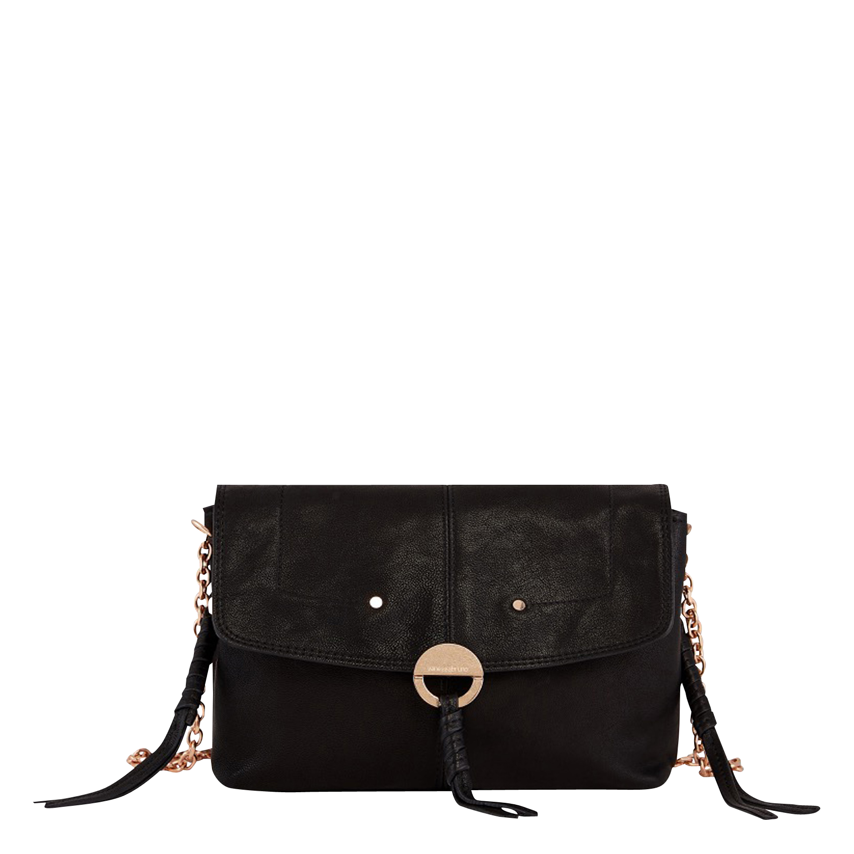 Sac bandoulière à rabat en cuir VANESSA BRUNO Noir