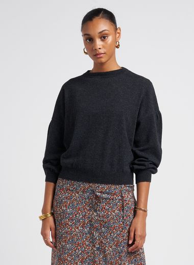 Pull noir col rond coupe standard femme Only