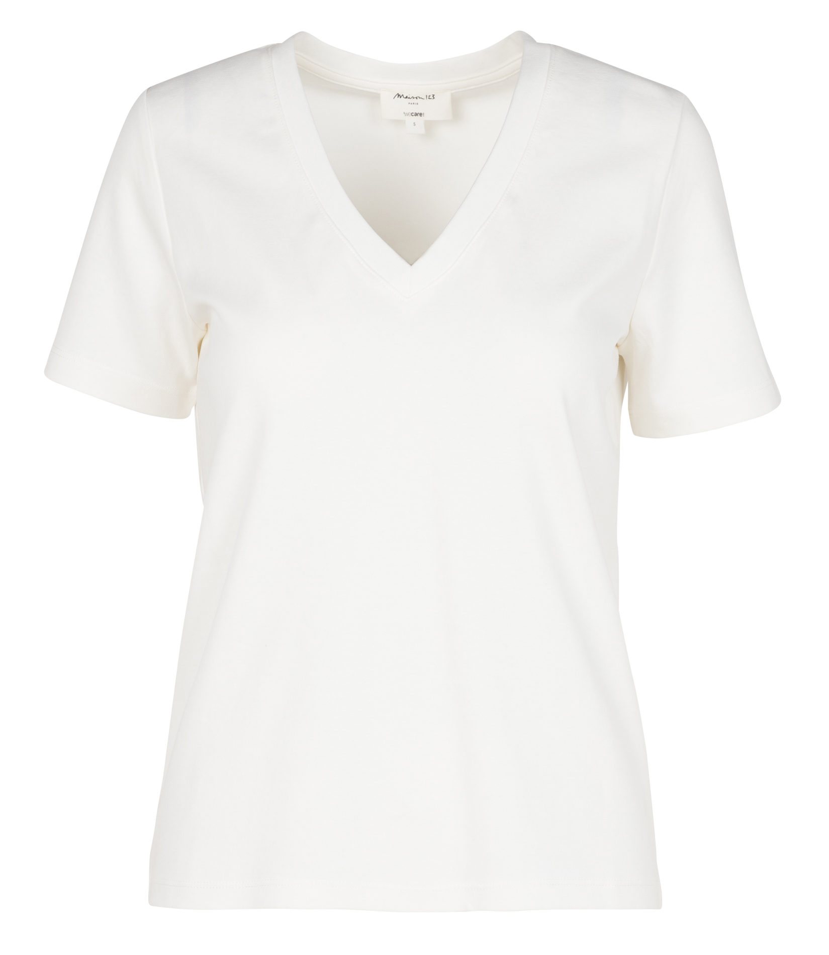 Straight cotton V-neck T-shirt DANA Blanc