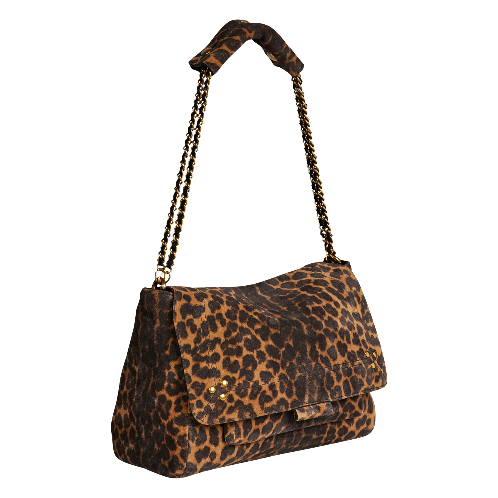 Leopard print leather messenger bag JEROME DREYFUSS Brown