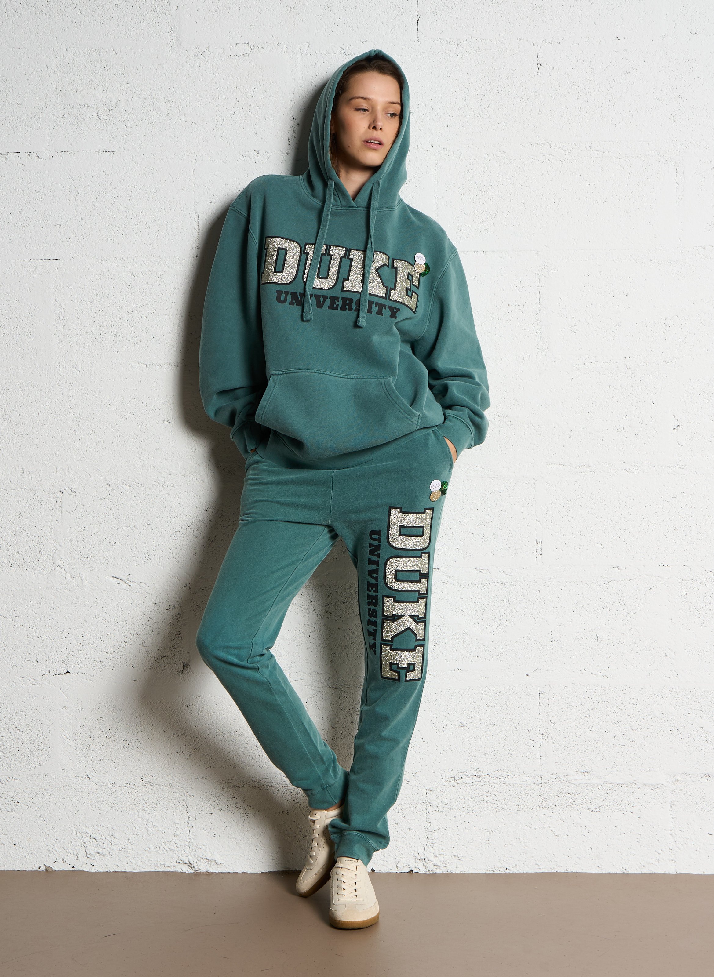 Rechte joggingbroek van katoen met print NEWTONE Groen