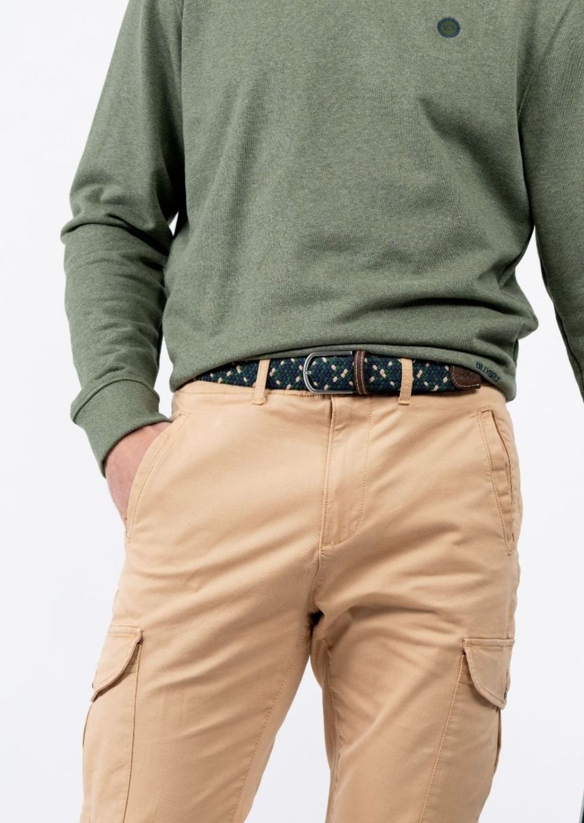 Multicolored braided elastic belt BILLYBELT Green