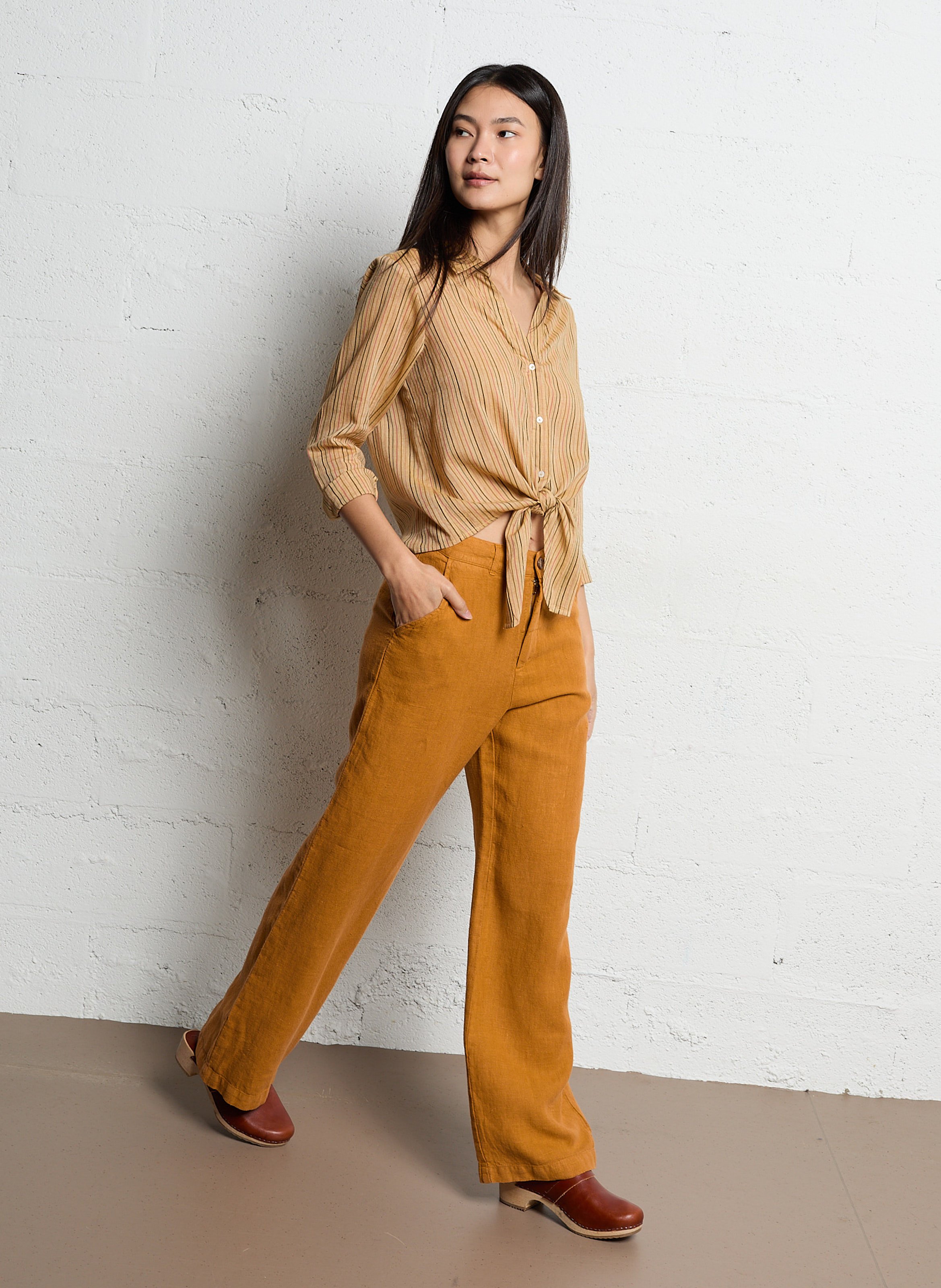 Cotton shirt with classic collar EMILE ET IDA Yellow