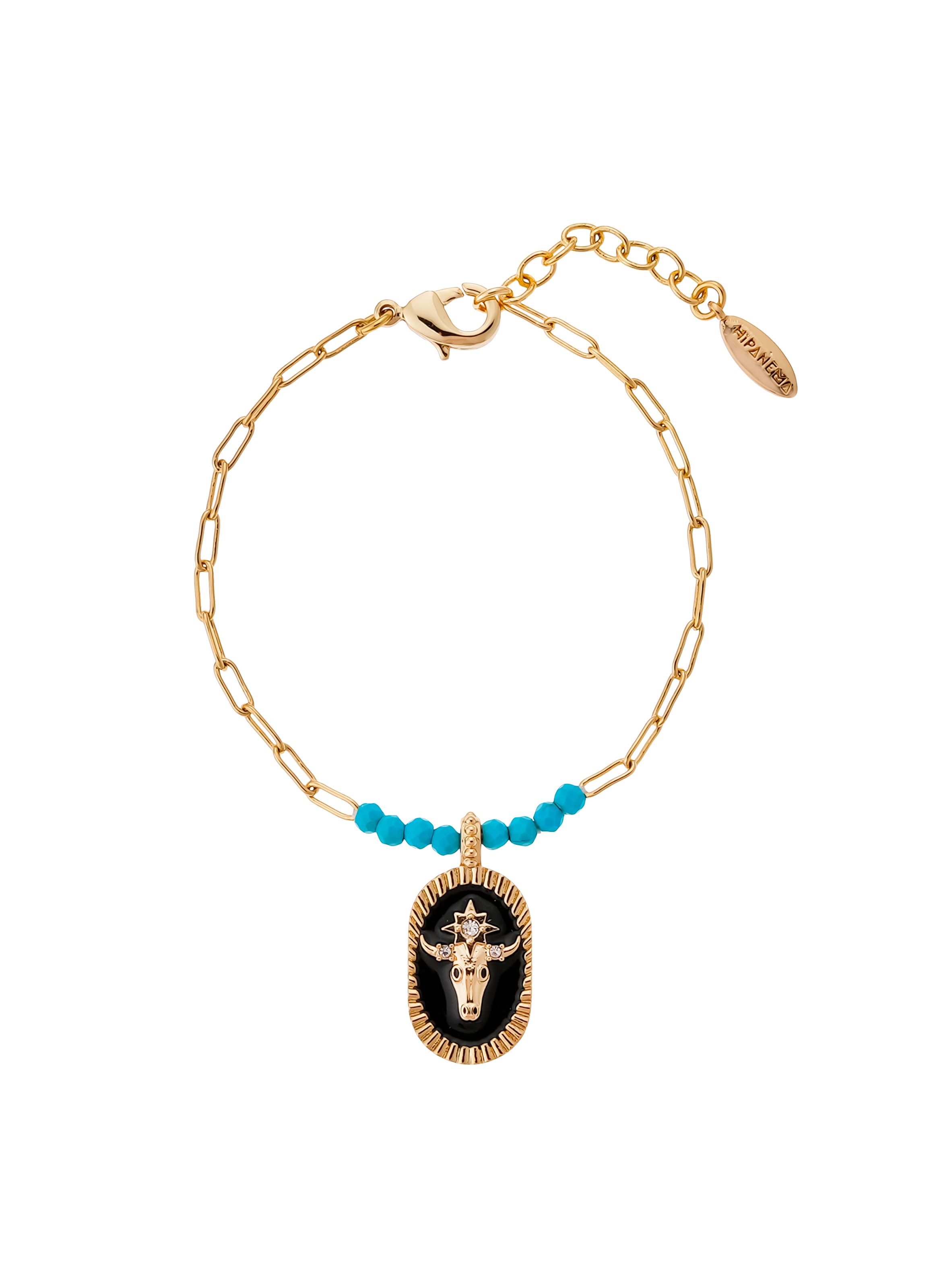 Chain bracelet with brass pendant HIPANEMA Black