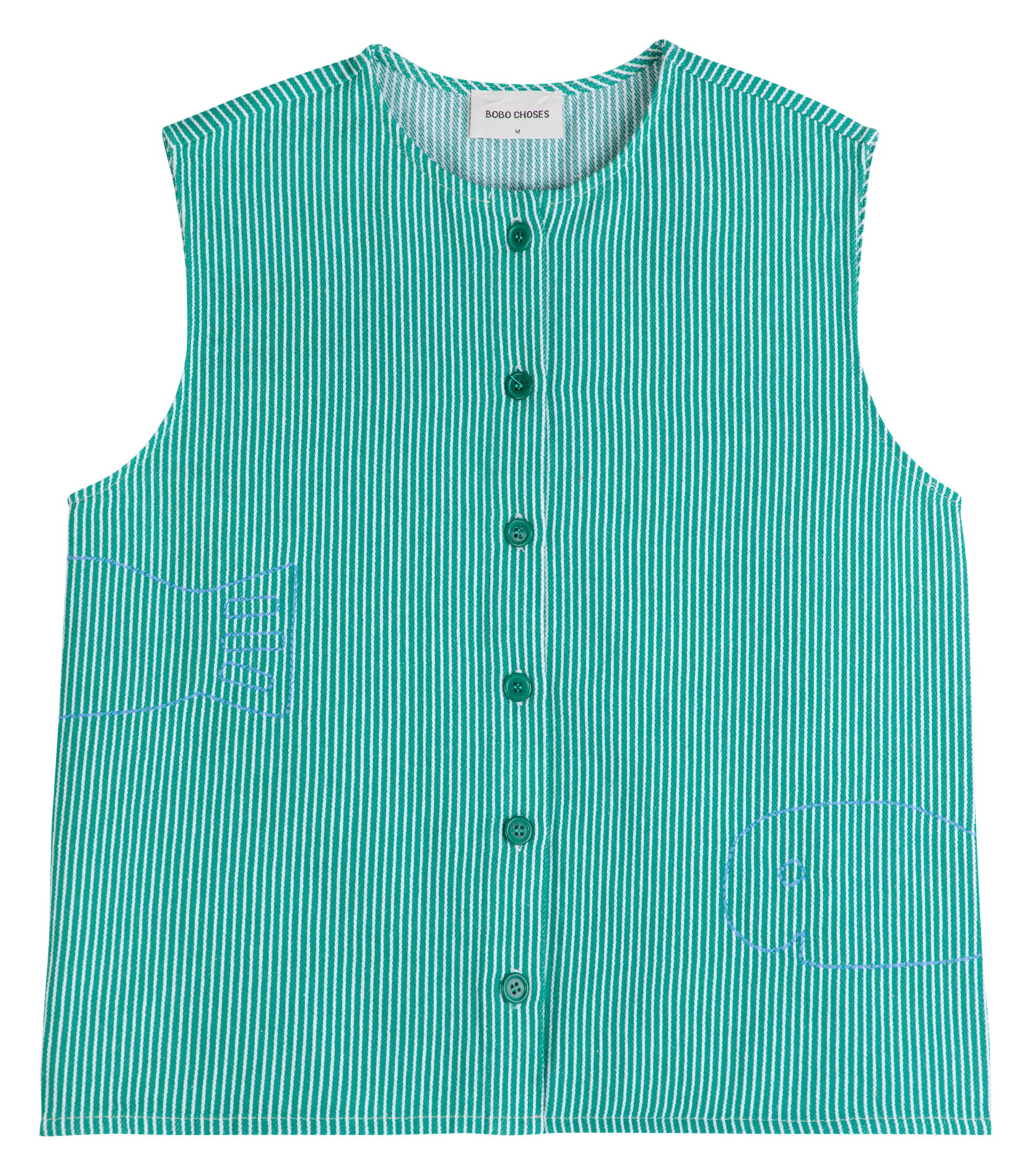 Rechte top met ronde hals van katoen BOBO CHOSES Groen