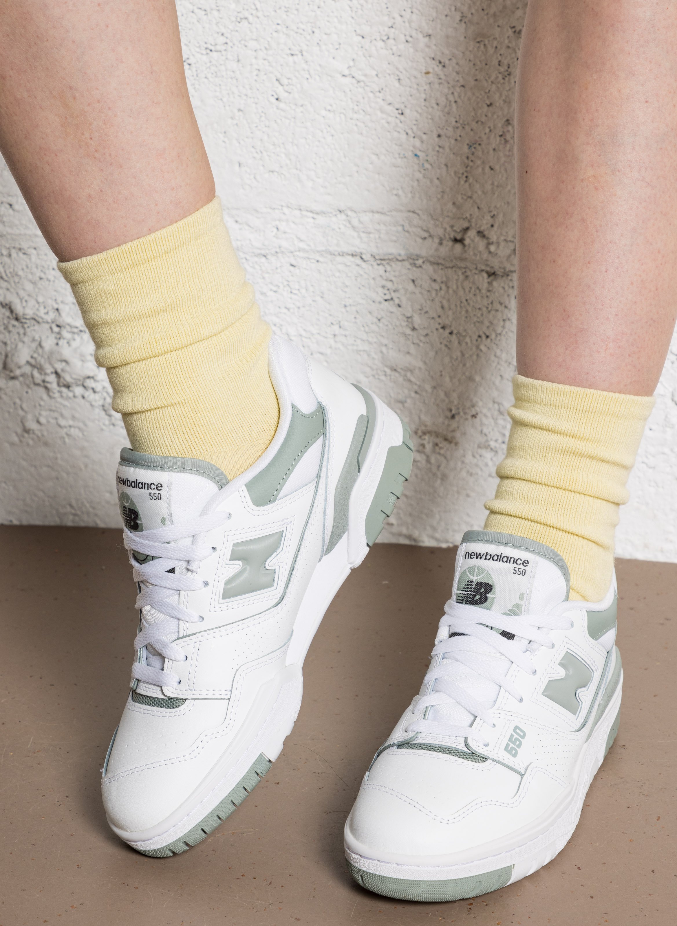 Low-top leather mix sneakers NEW BALANCE White