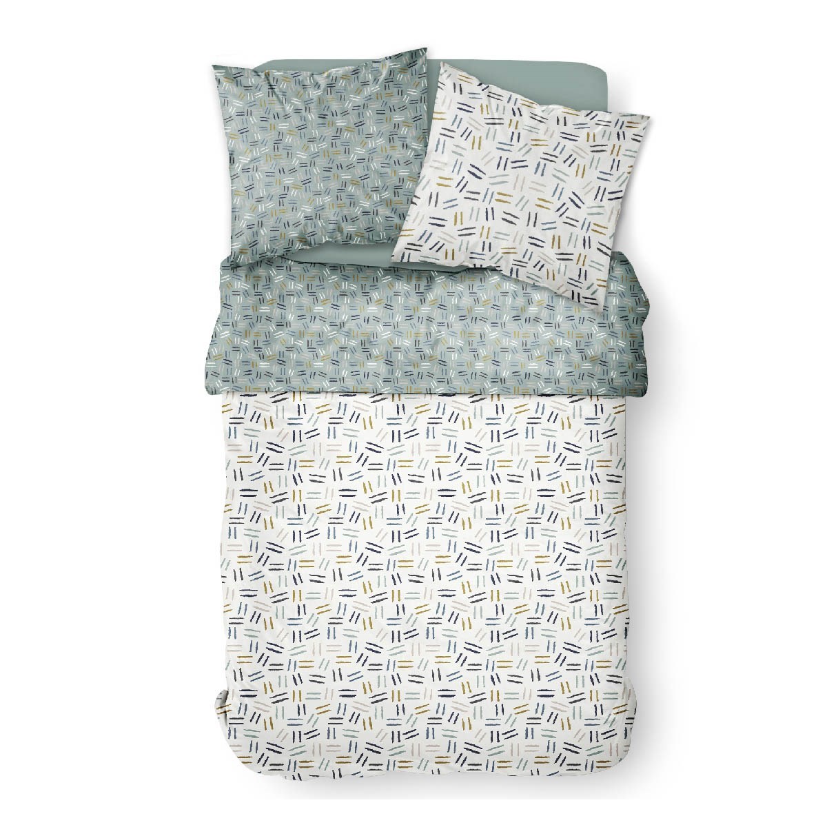 Striped cotton printed bed set TODAY LINGE DE MAISON White