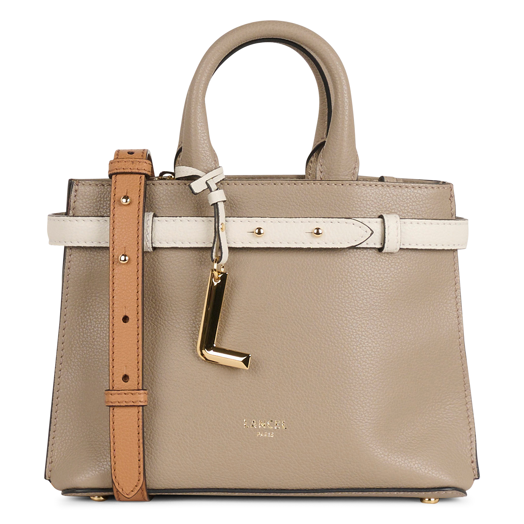 Sac à main en cuir LANCEL Beige