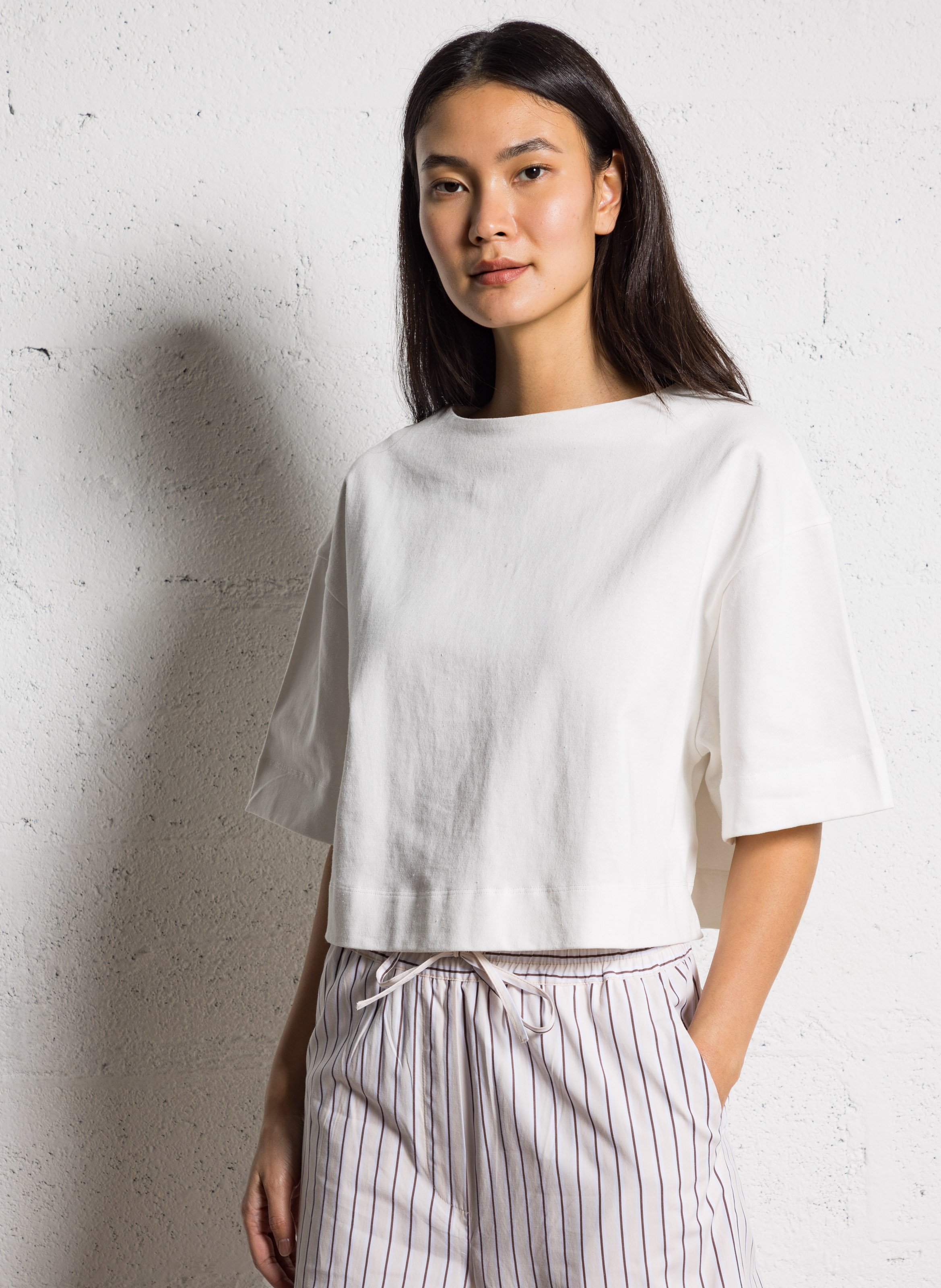 Tee-shirt col bateau en coton bio SOEUR Beige