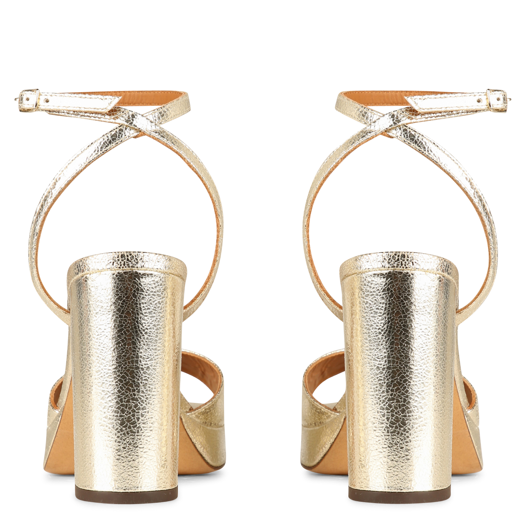 Sandales à talon en cuir craquelé RIVECOUR Argent