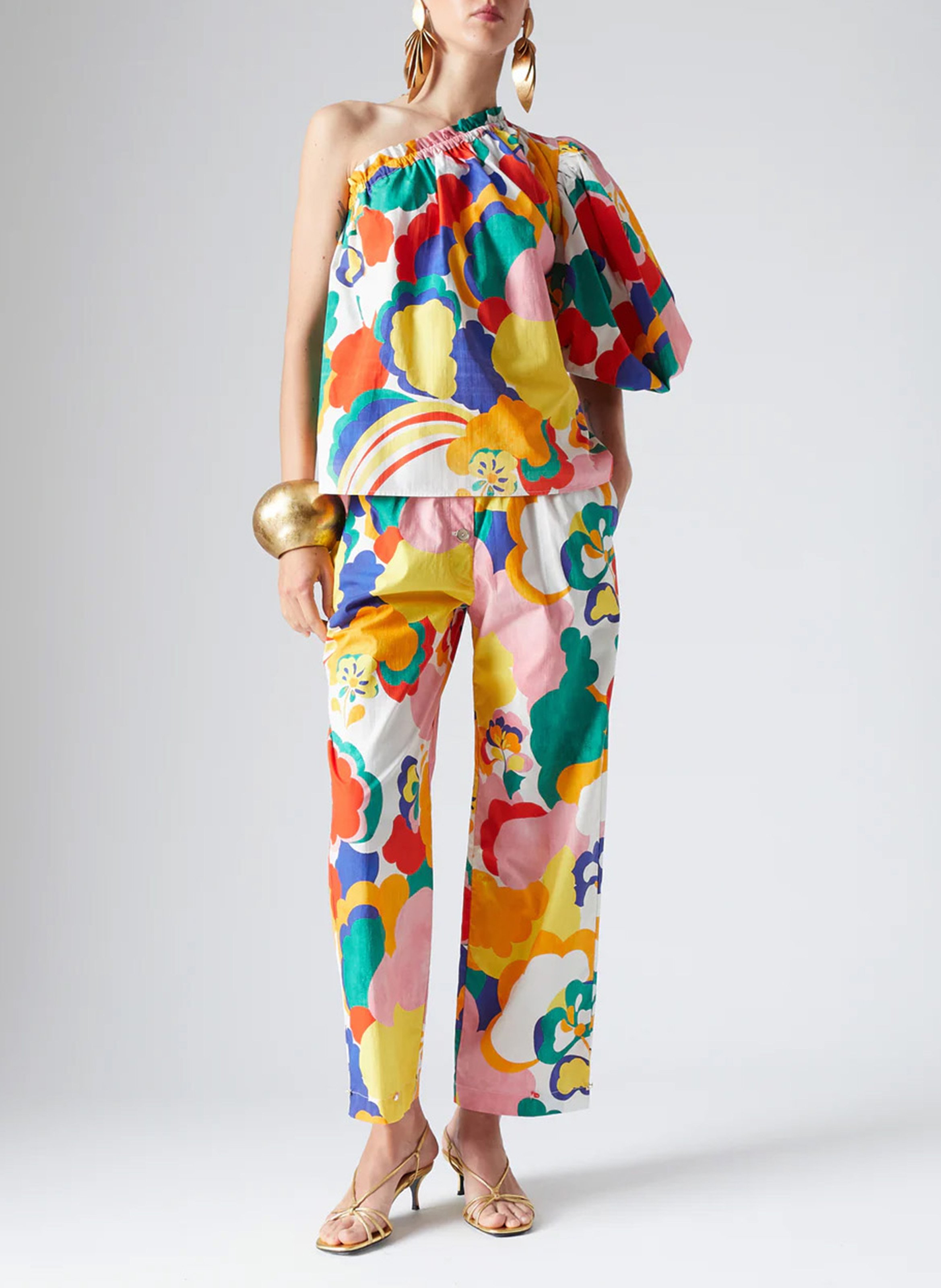 One-shoulder top with elastic neckline THE LABEL EDITION Multicolored