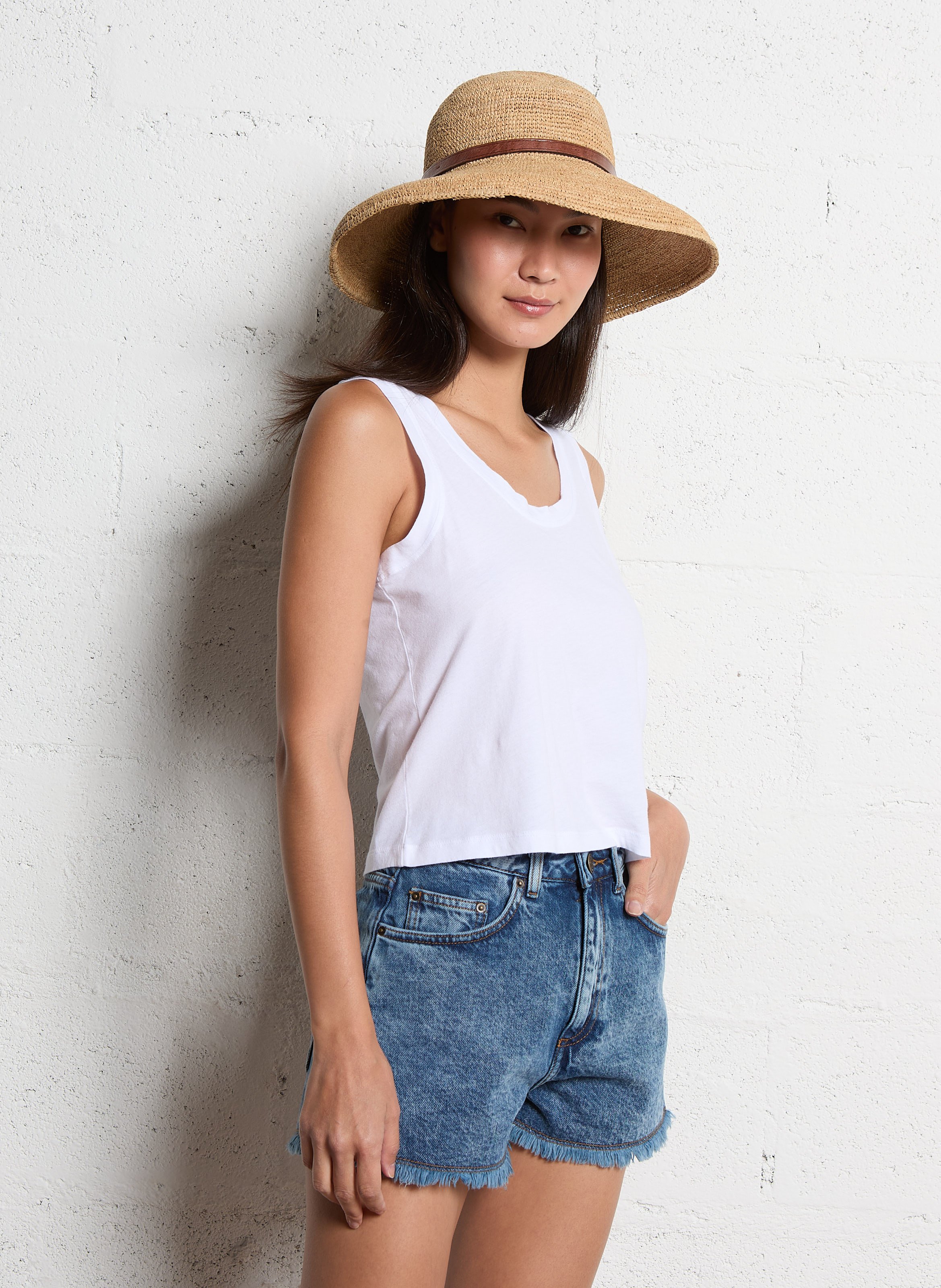 Straight cotton tank top AMERICAN VINTAGE White