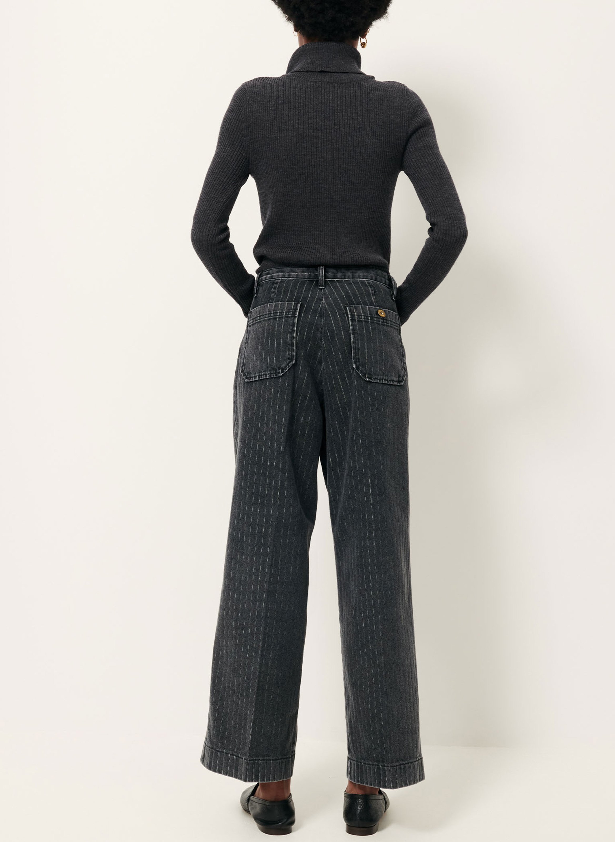 High-rise straight cotton jeans SESSUN Grey