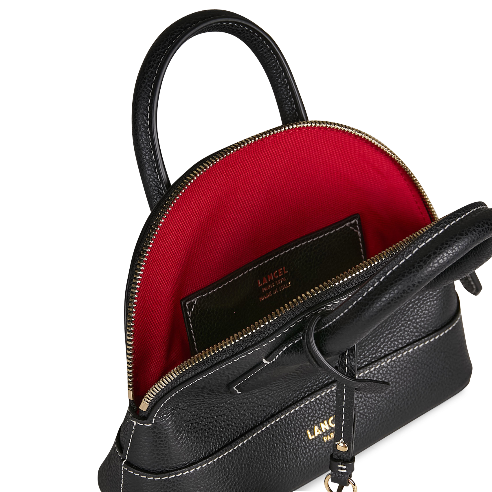 Mini sac bandoulière uni en cuir grainé LANCEL Noir