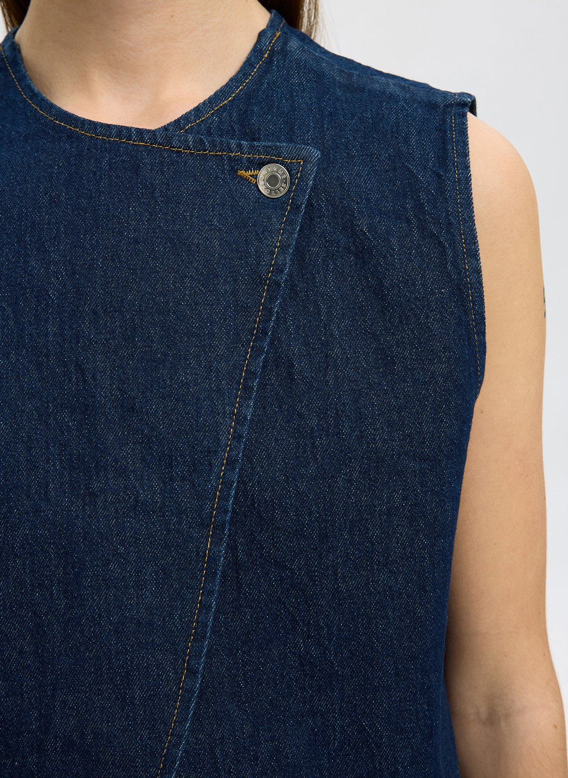 Top en jean droit SELECTED Bleu
