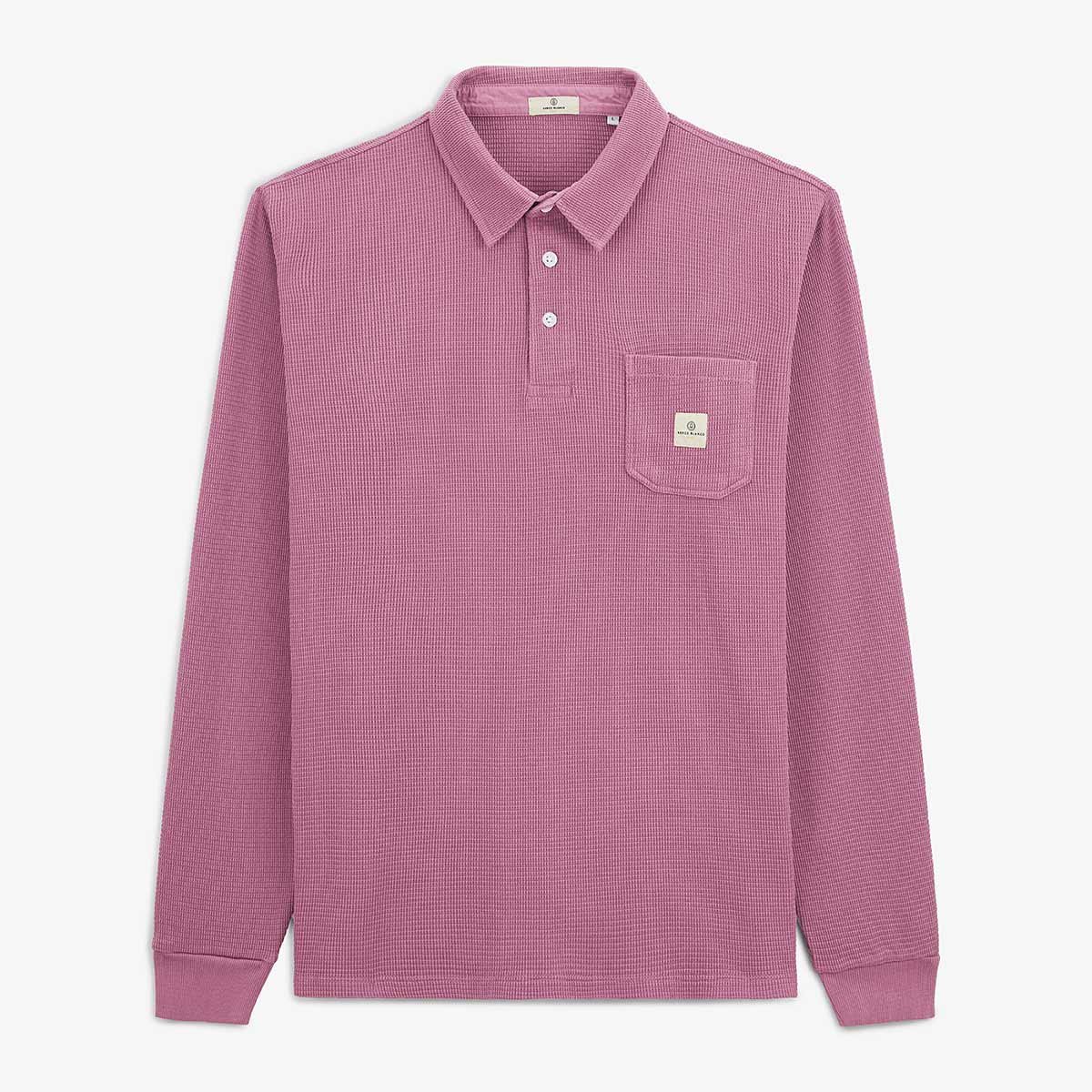 Long-sleeved waffle fabric polo SERGE BLANCO Purple
