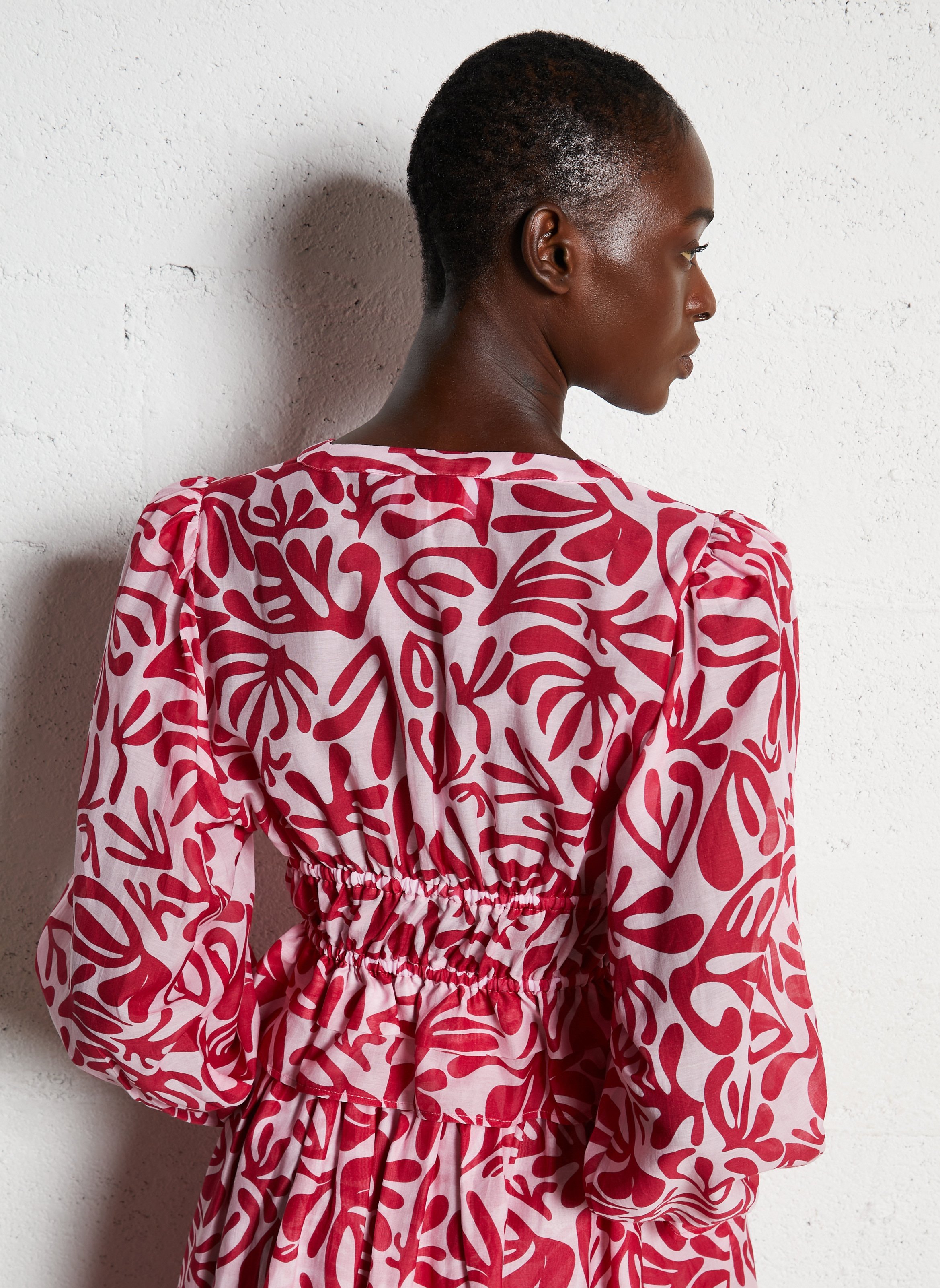 Printed cotton blend crop top ELISE CHALMIN Red