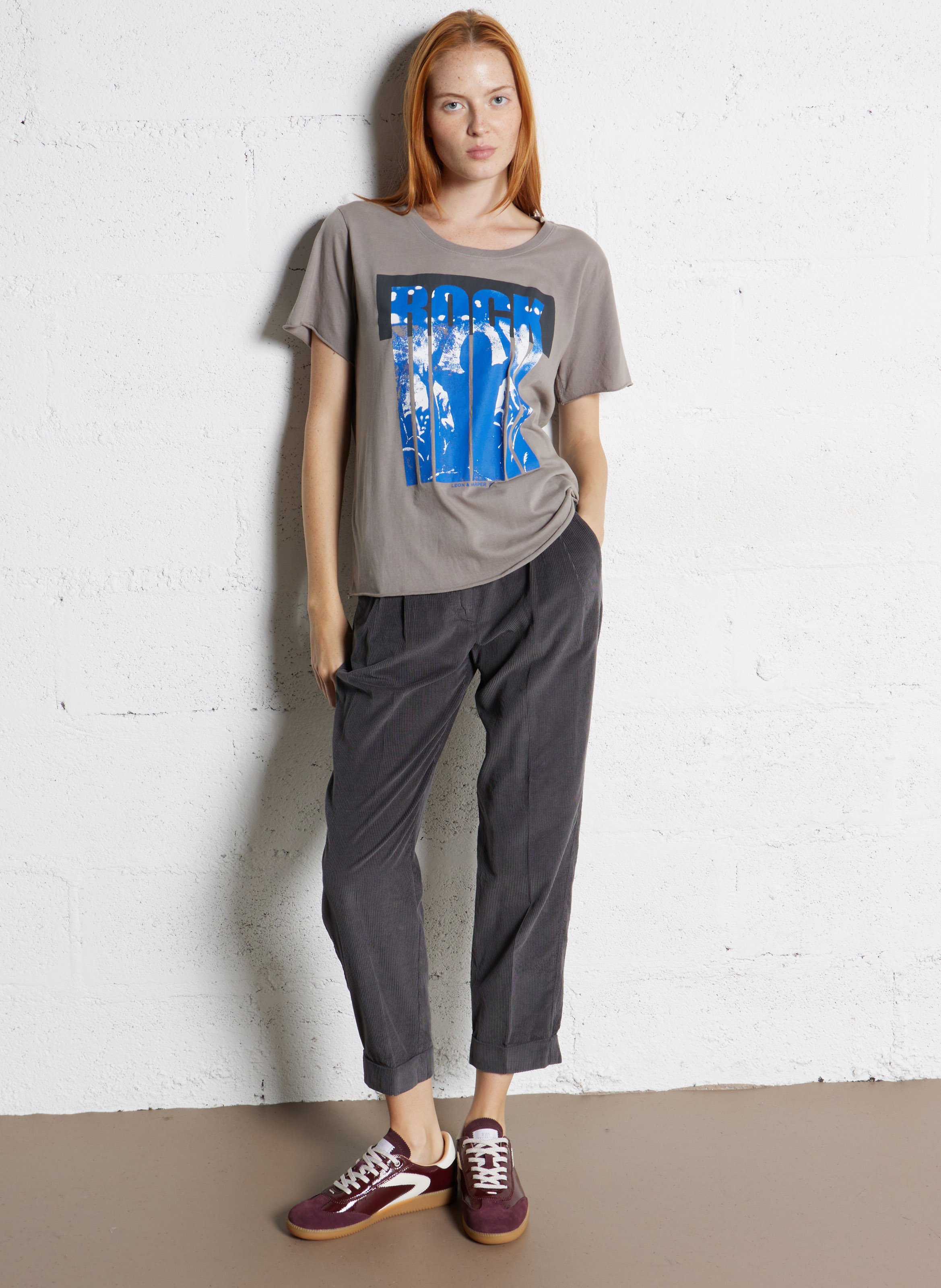 Pantalon droite en coton HARTFORD Gris