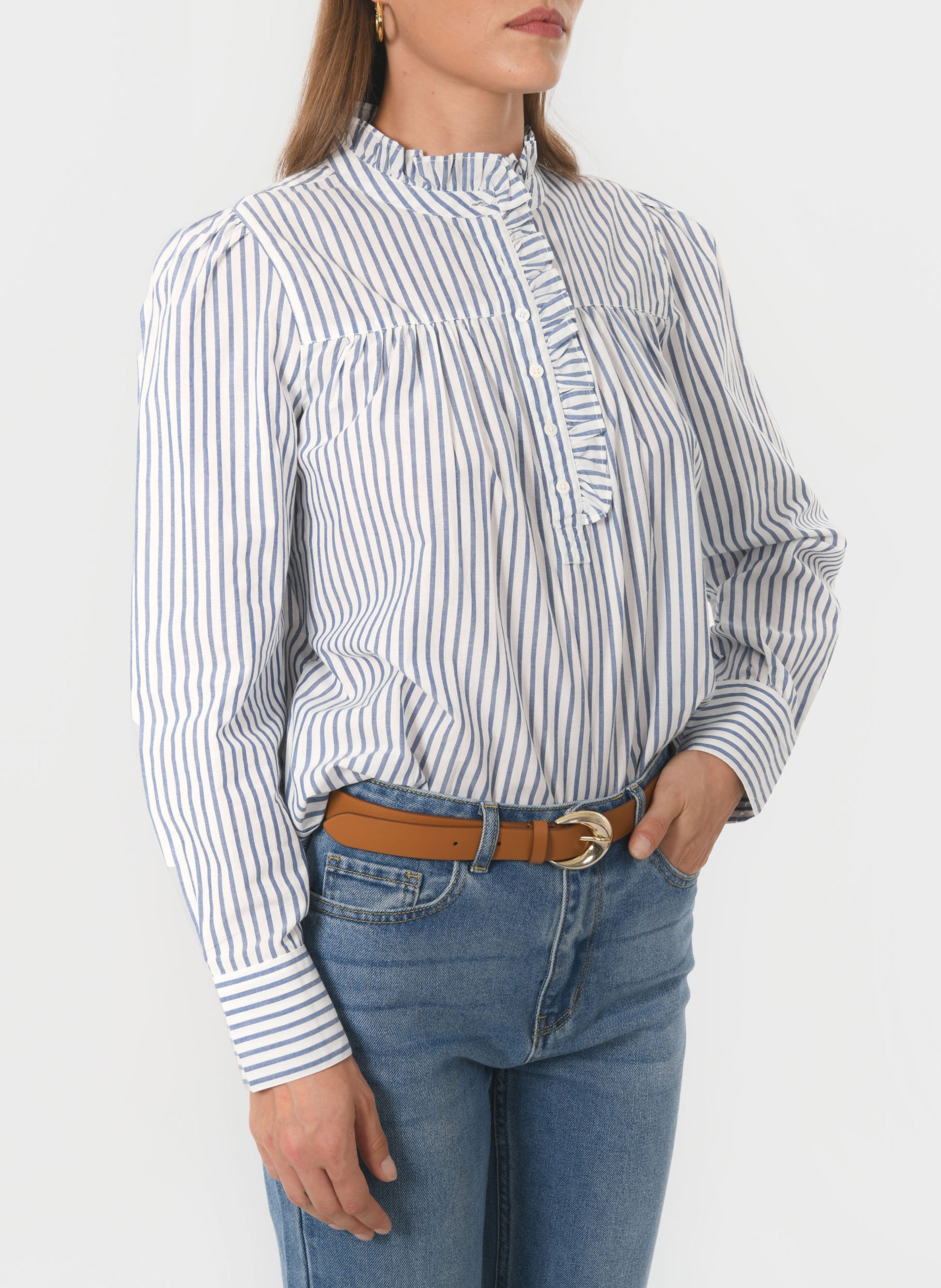 Blouse oversize en coton rayé KOOKAI Bleu