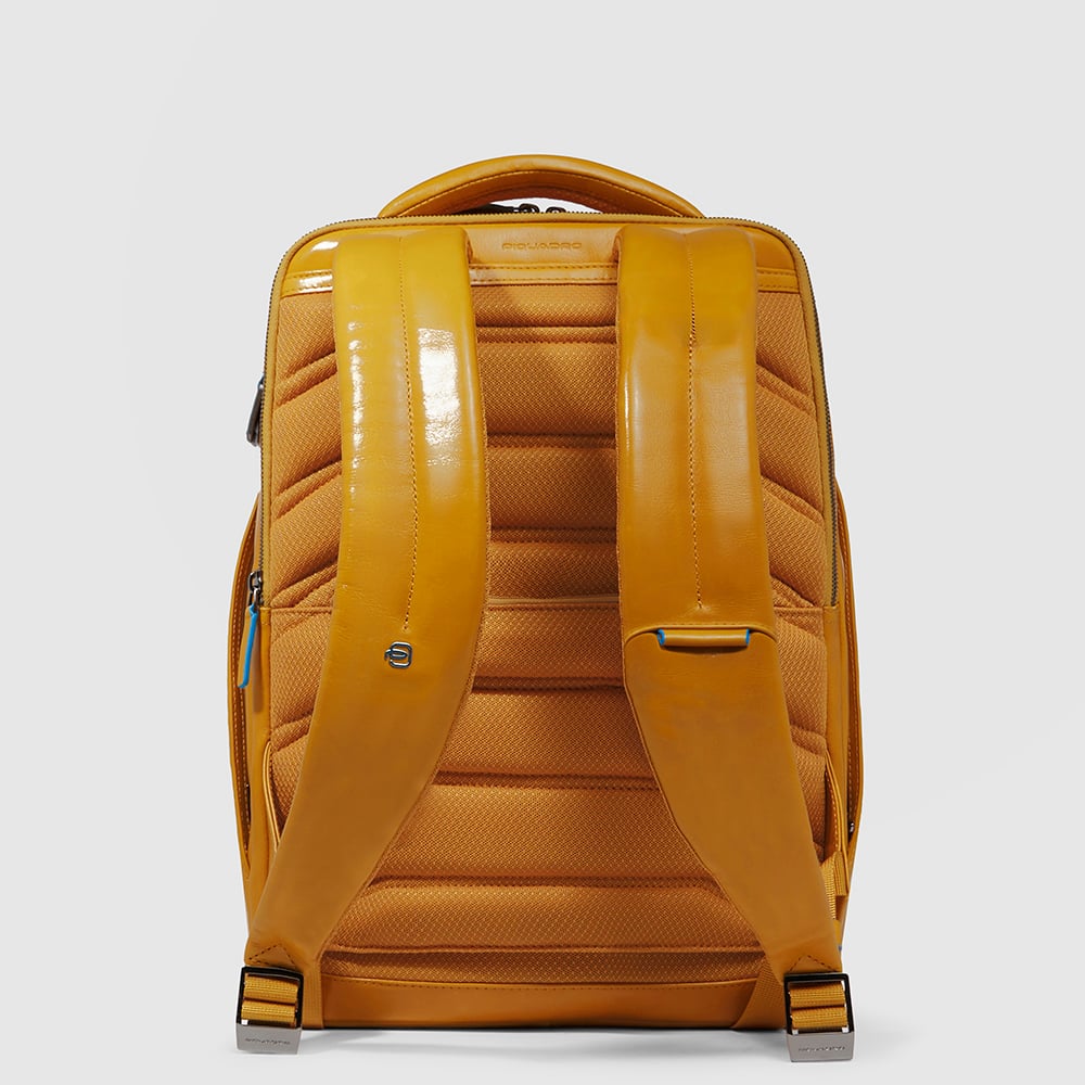 Backpack for laptop and ipad® with shockproof protection and RFID protection, anti-theft cable PIQUADRO Yellow