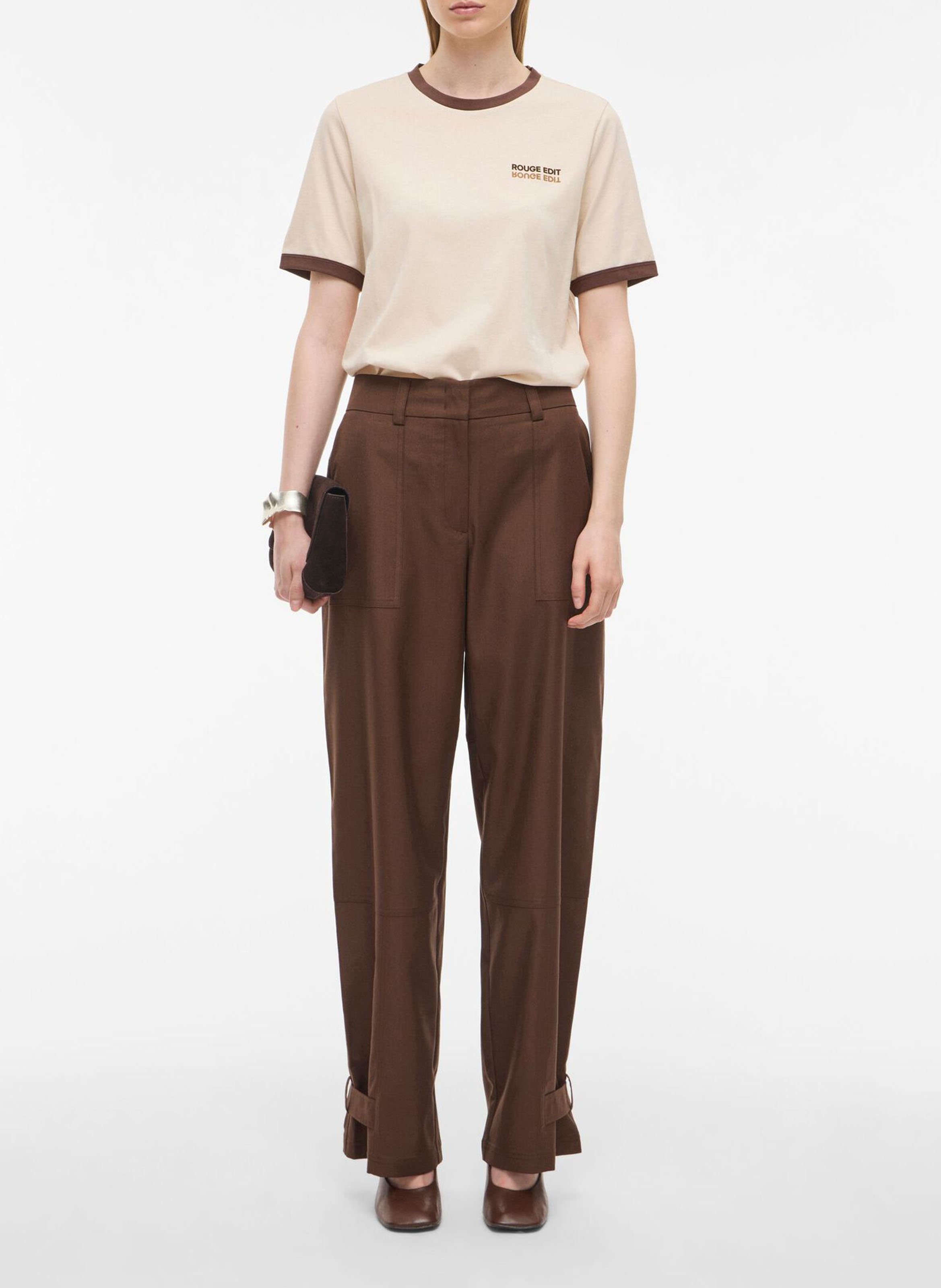 Round-neck organic cotton T-shirt ROUGE EDIT Beige