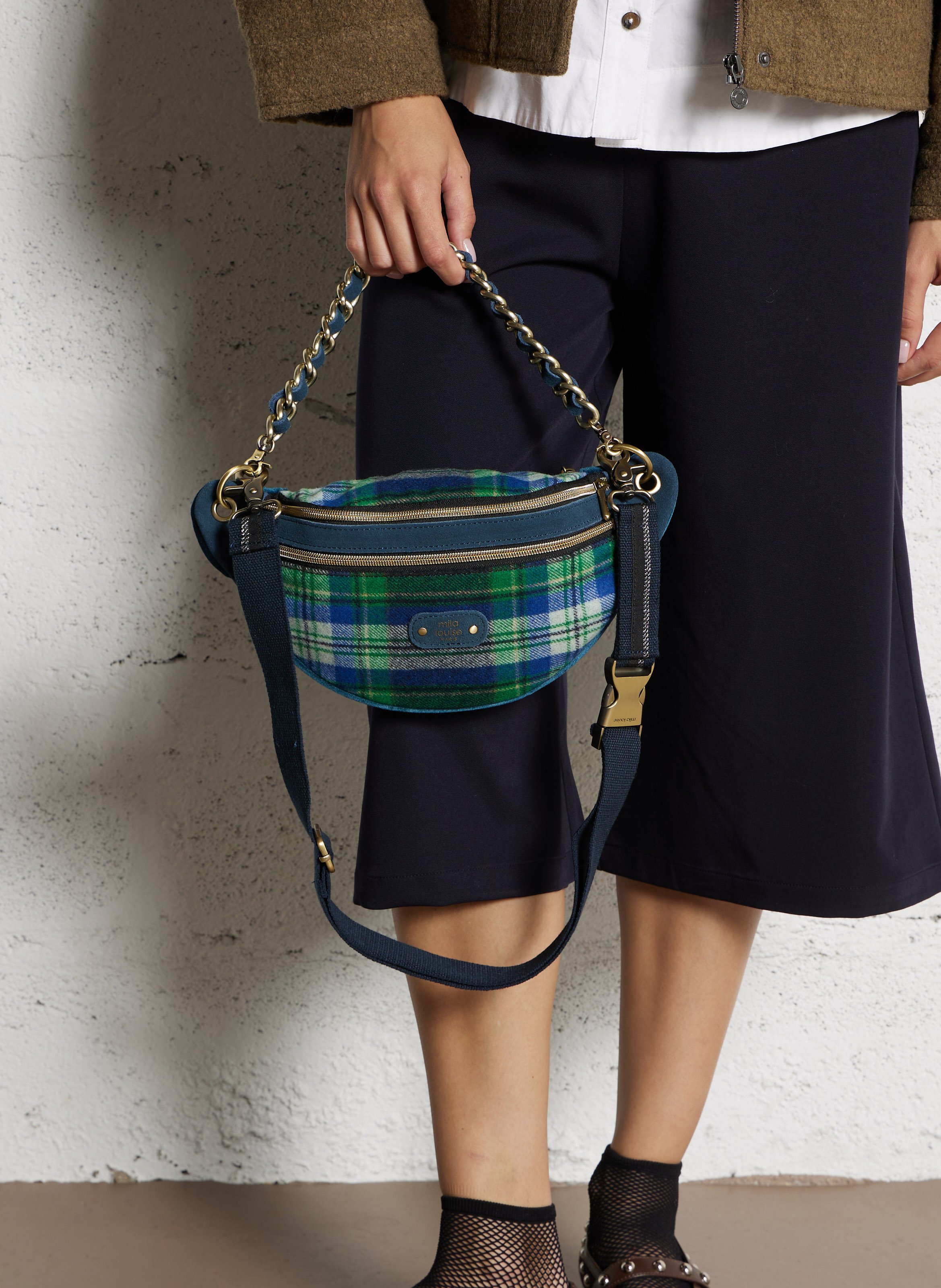 Heuptas van bedrukt suèdeleer MILA LOUISE Blauw