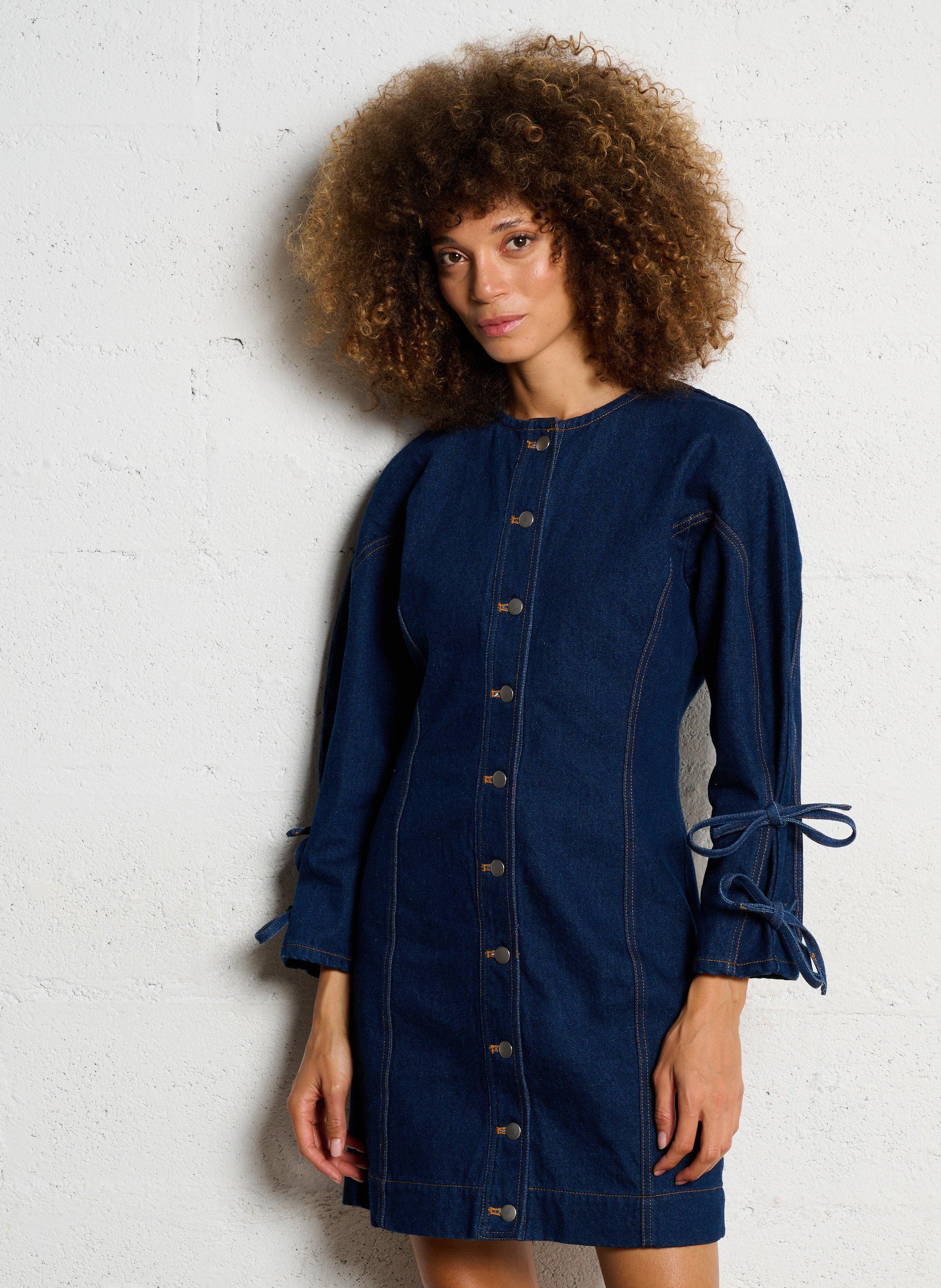 Robe en jean ajustée en coton  THE TINY BIG SISTER Bleu