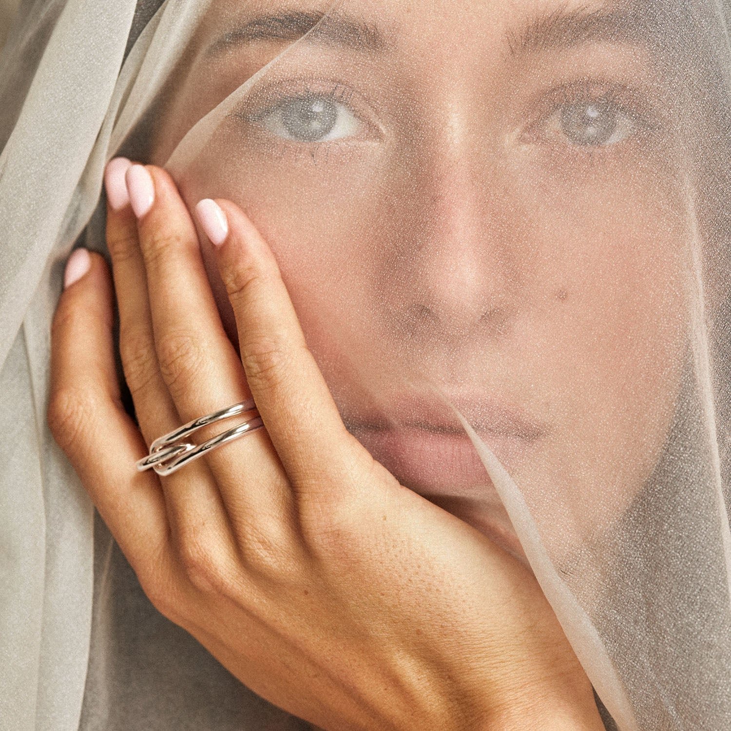 Reversible double ring, gold-plated MAYRENA Silver