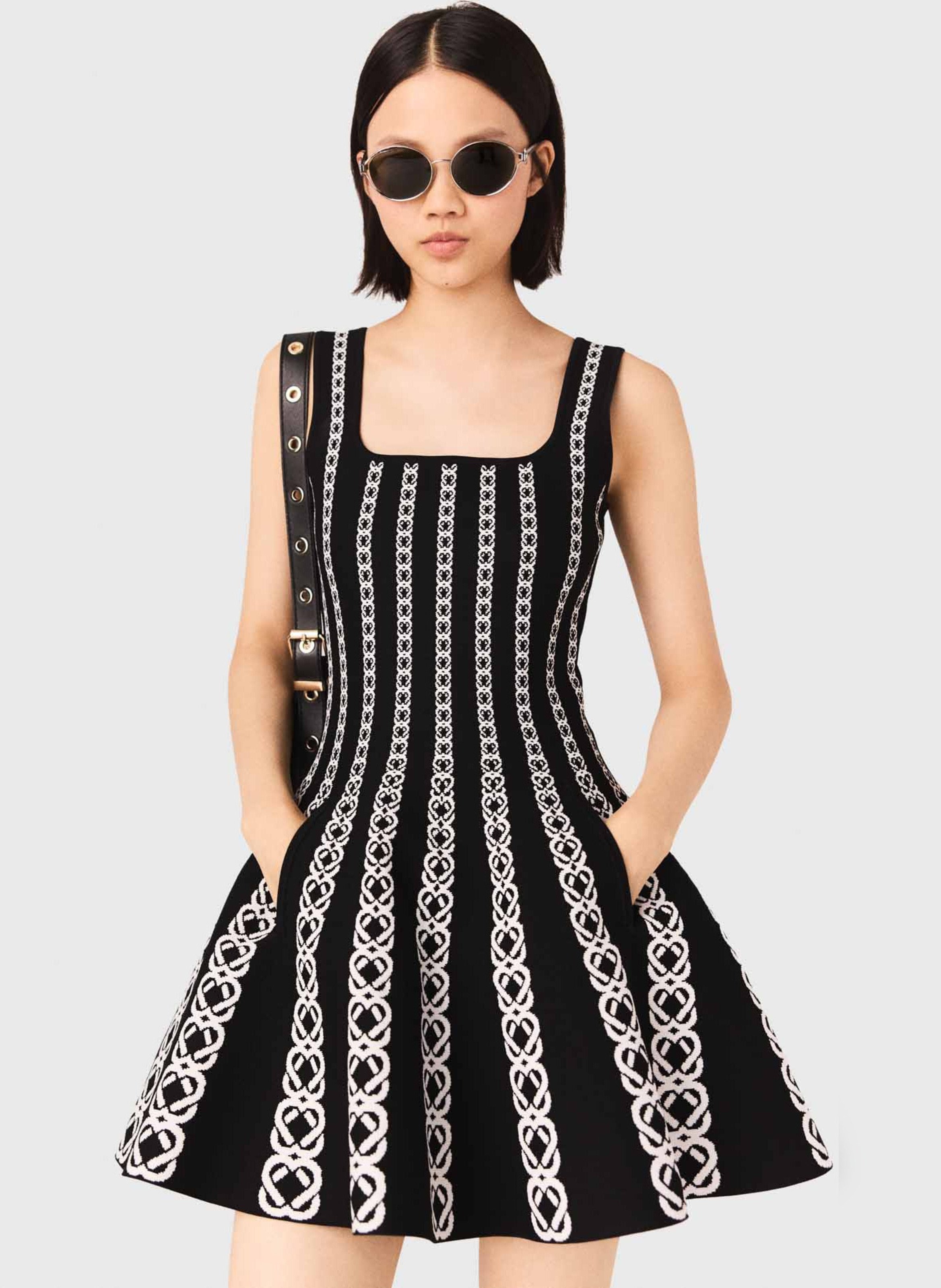 Robe courte en maille jacquard MAJE Blanc