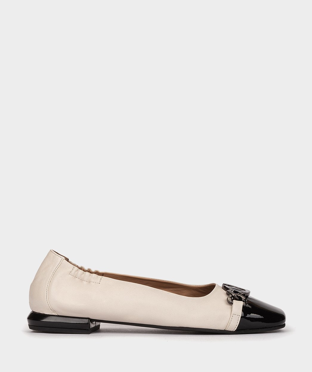 Two-tone leather and patent leather ballet flats PEDRO MIRALLES White