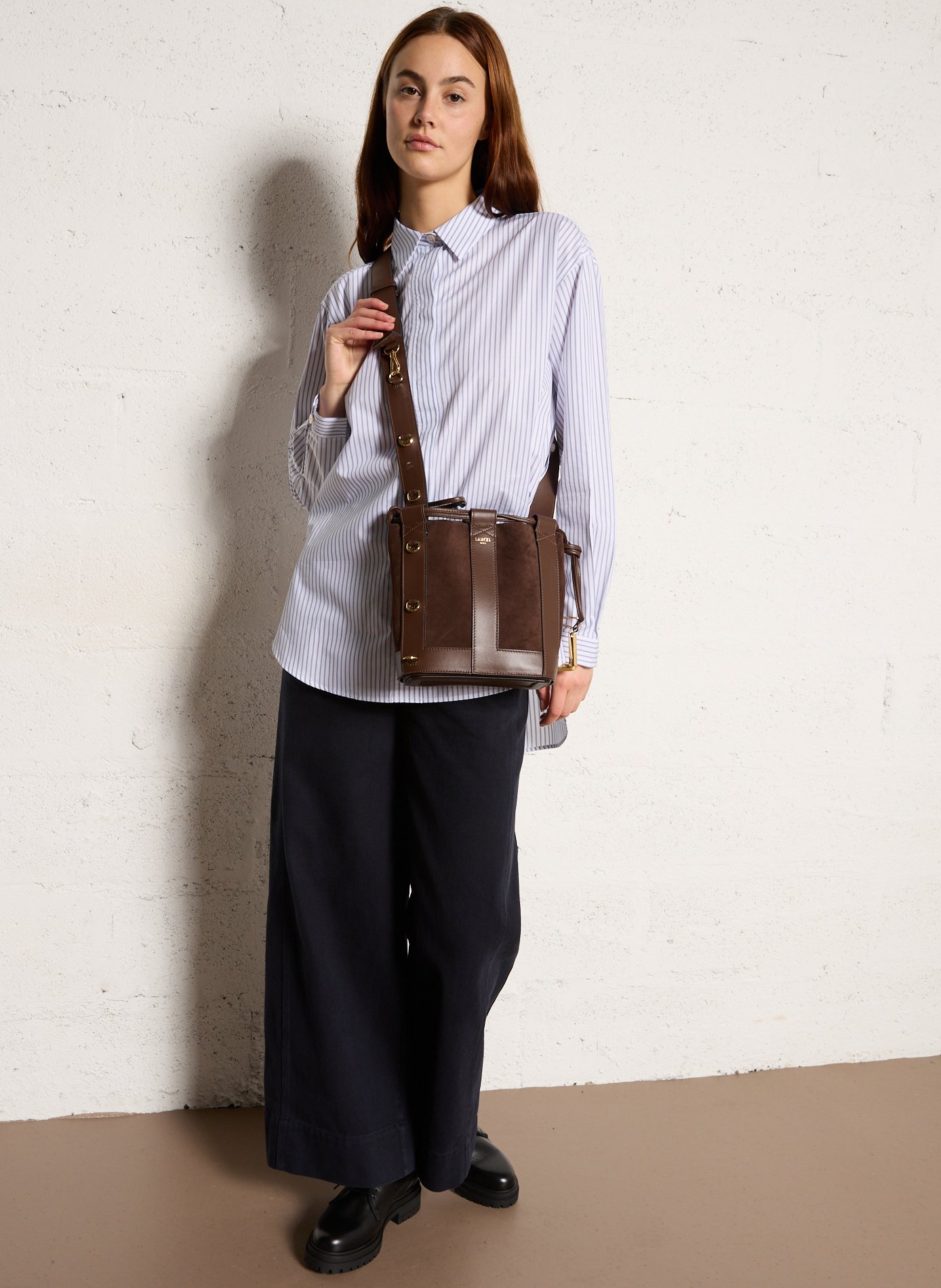 Sac seau taille S en cuir LANCEL Marron