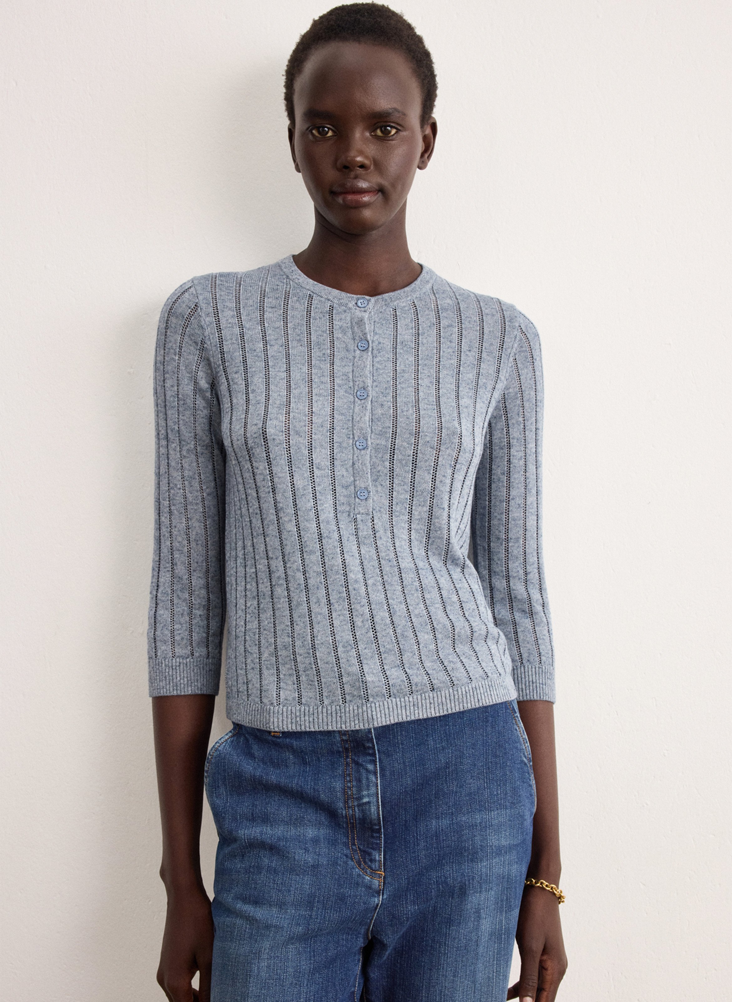 Straight round-neck knit sweater PABLO