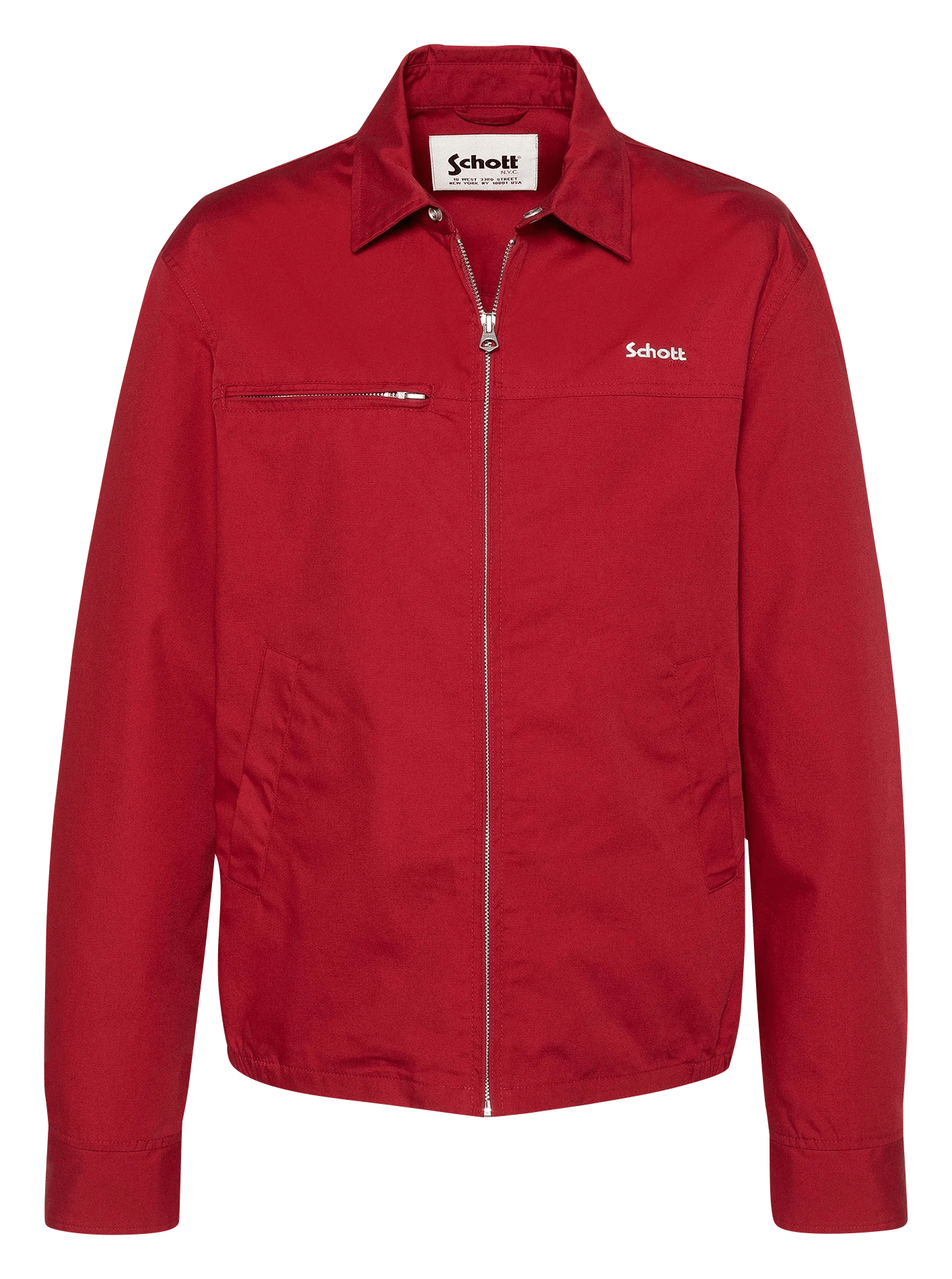 Gerade geschnittene Jacke mit Reißverschluss und Taschen. SCHOTT