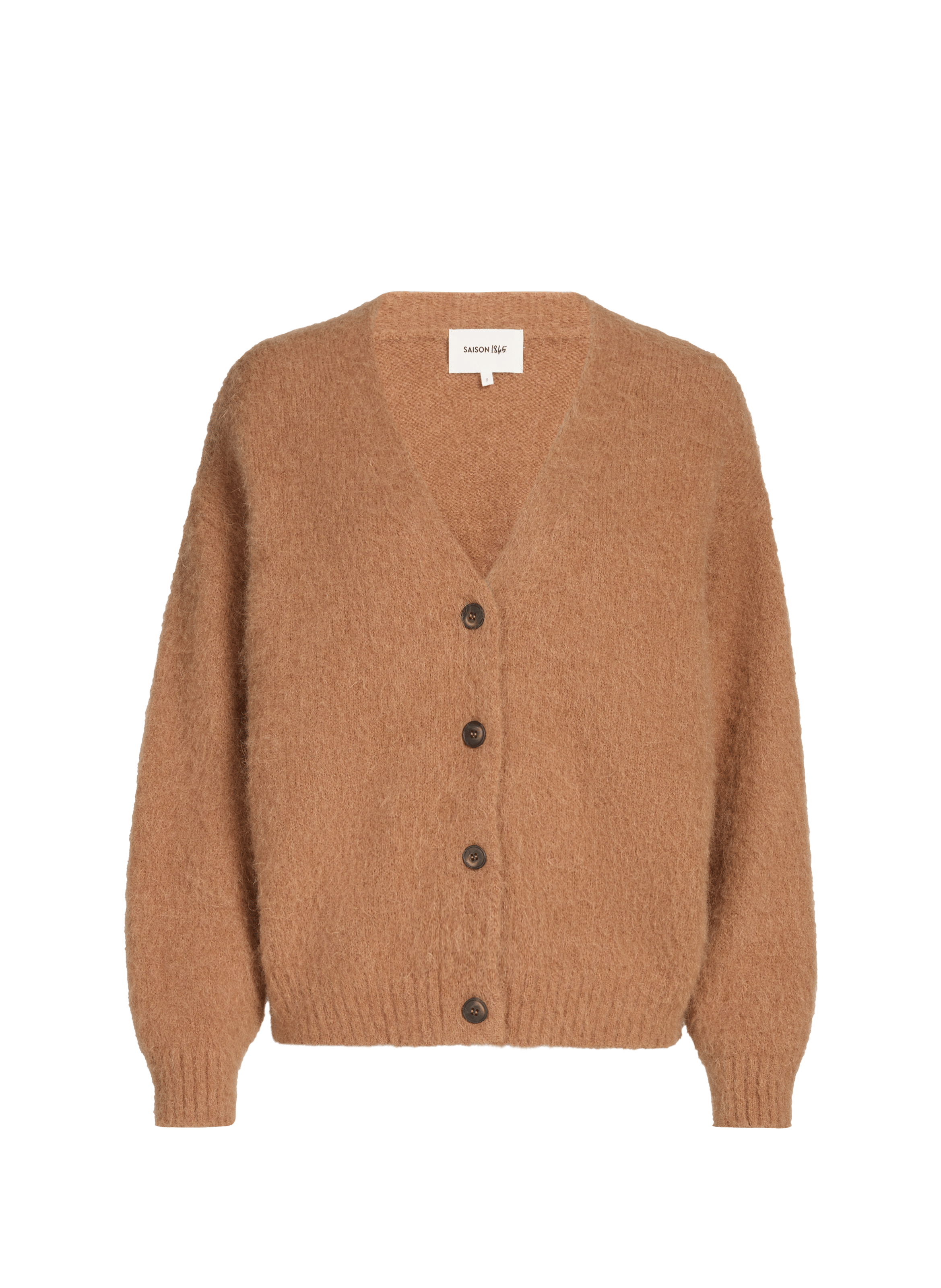 Recht, gebreid vest met V-hals SAISON 1865 Bruin