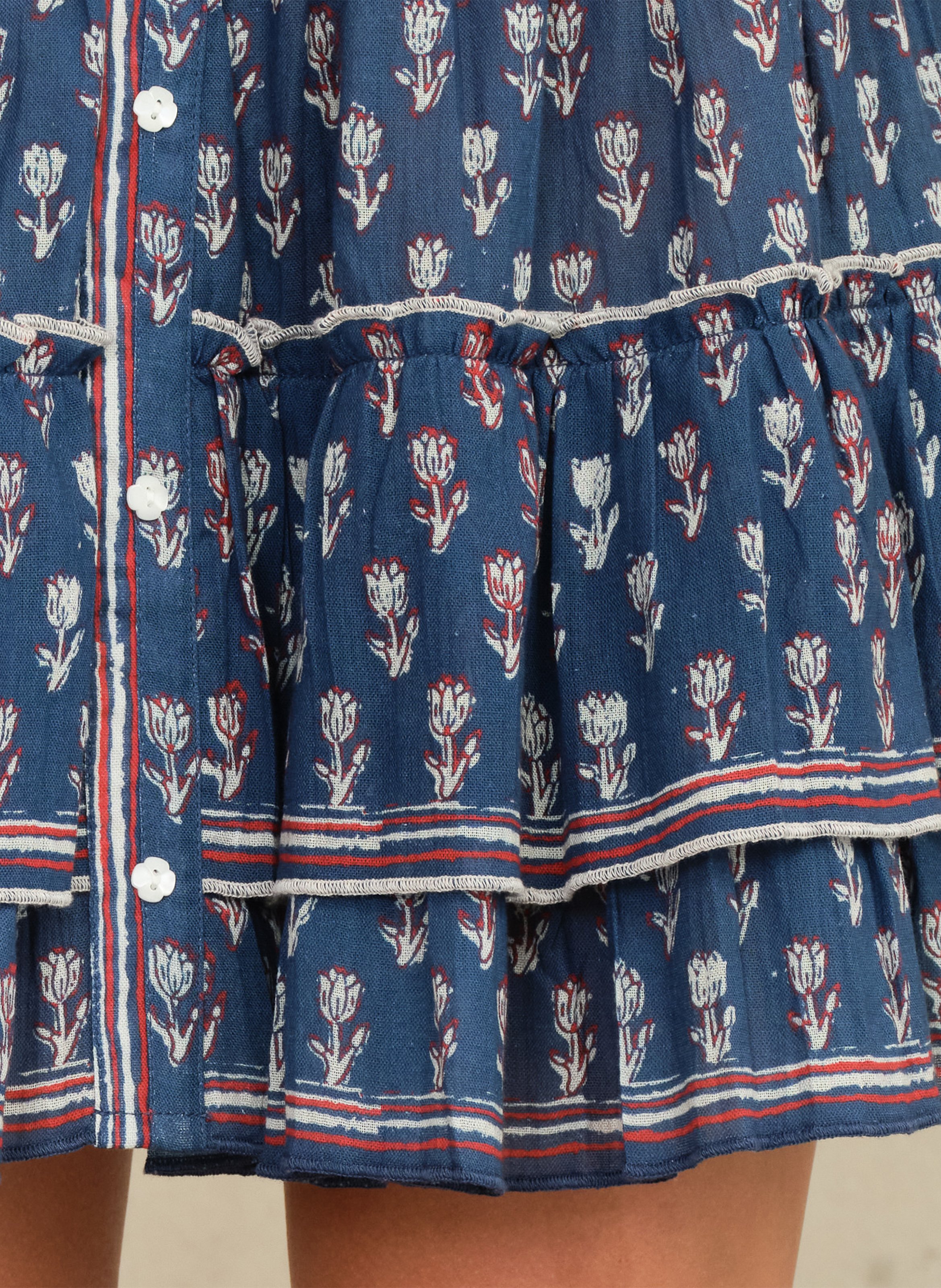 Short printed flounced skirt M.A.B.E Blue