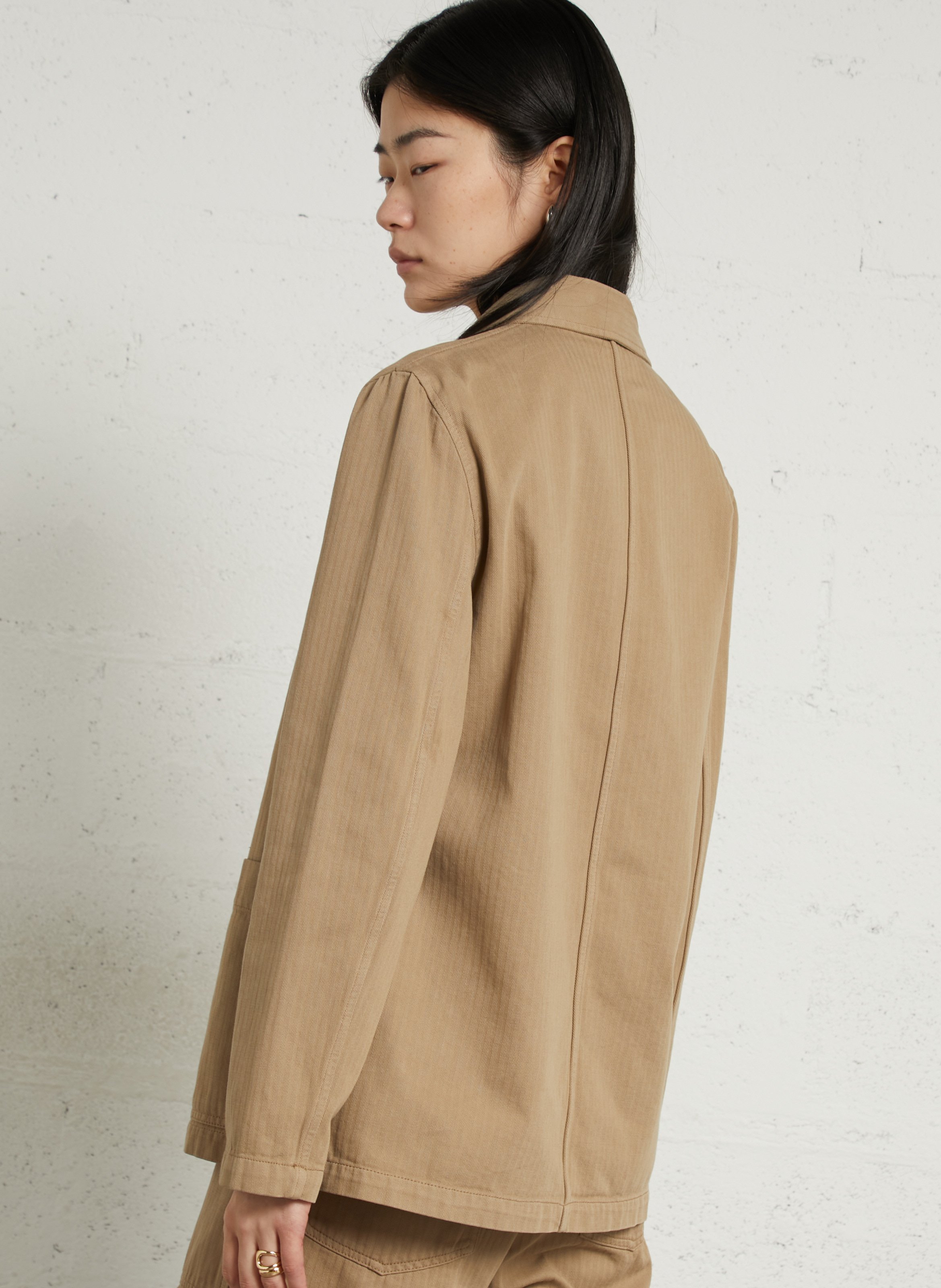 Blazer mit Taillenkragen aus Baumwolle MASSCOB Beige