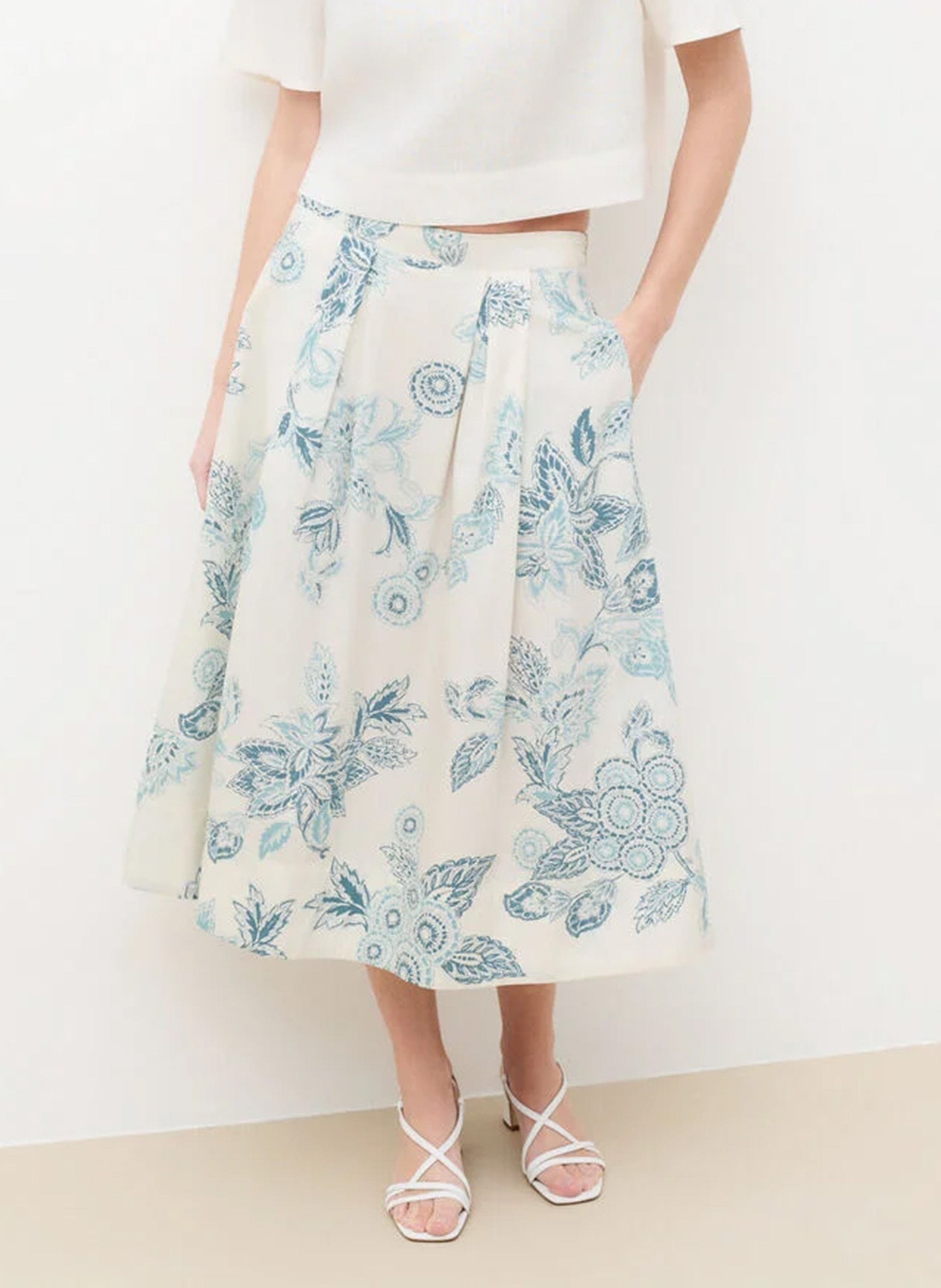 Flared cotton midi skirt CAROLL