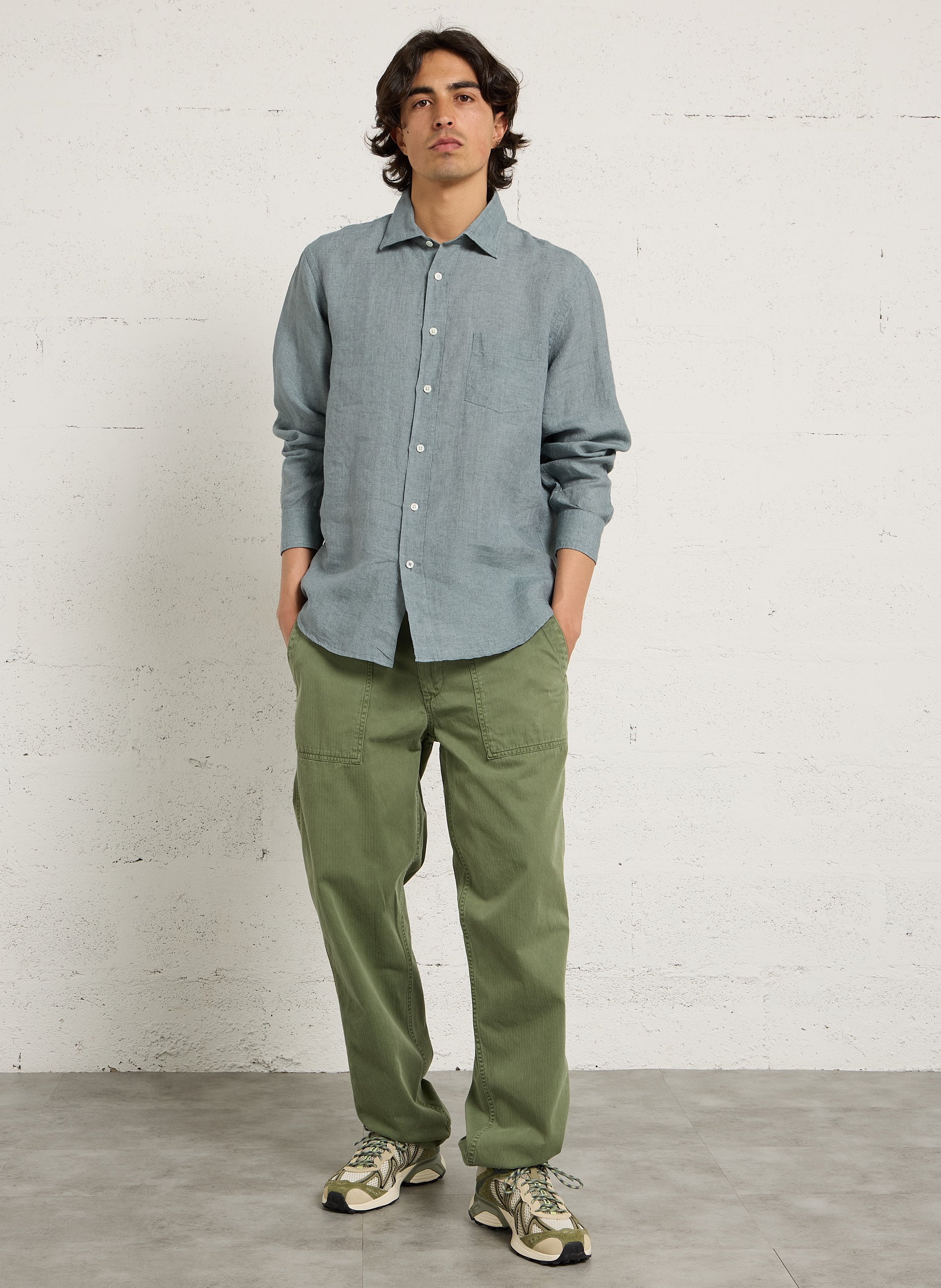 Chemise col classique en lin HARTFORD Vert