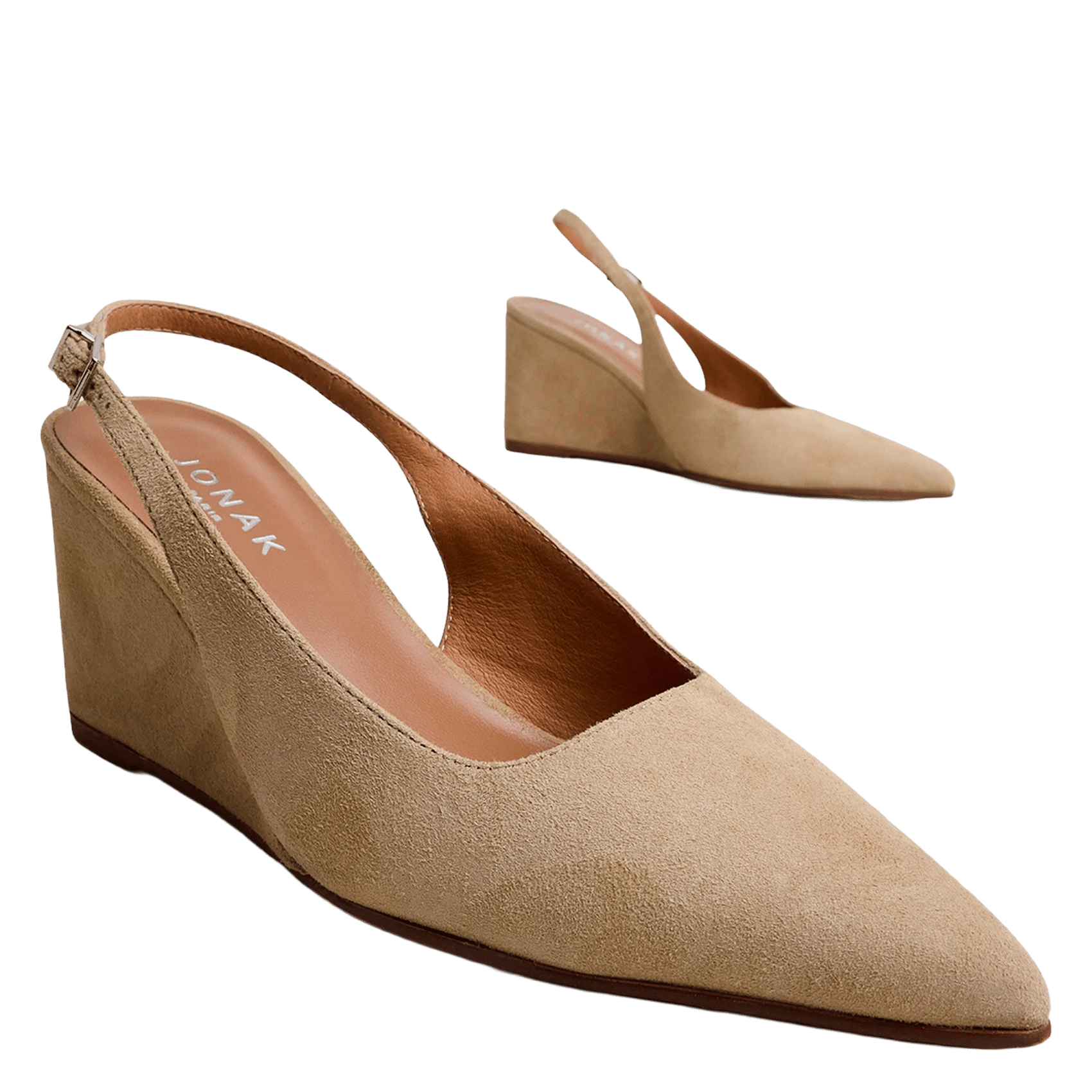 Escarpins pointus compensés en suède JONAK Marron