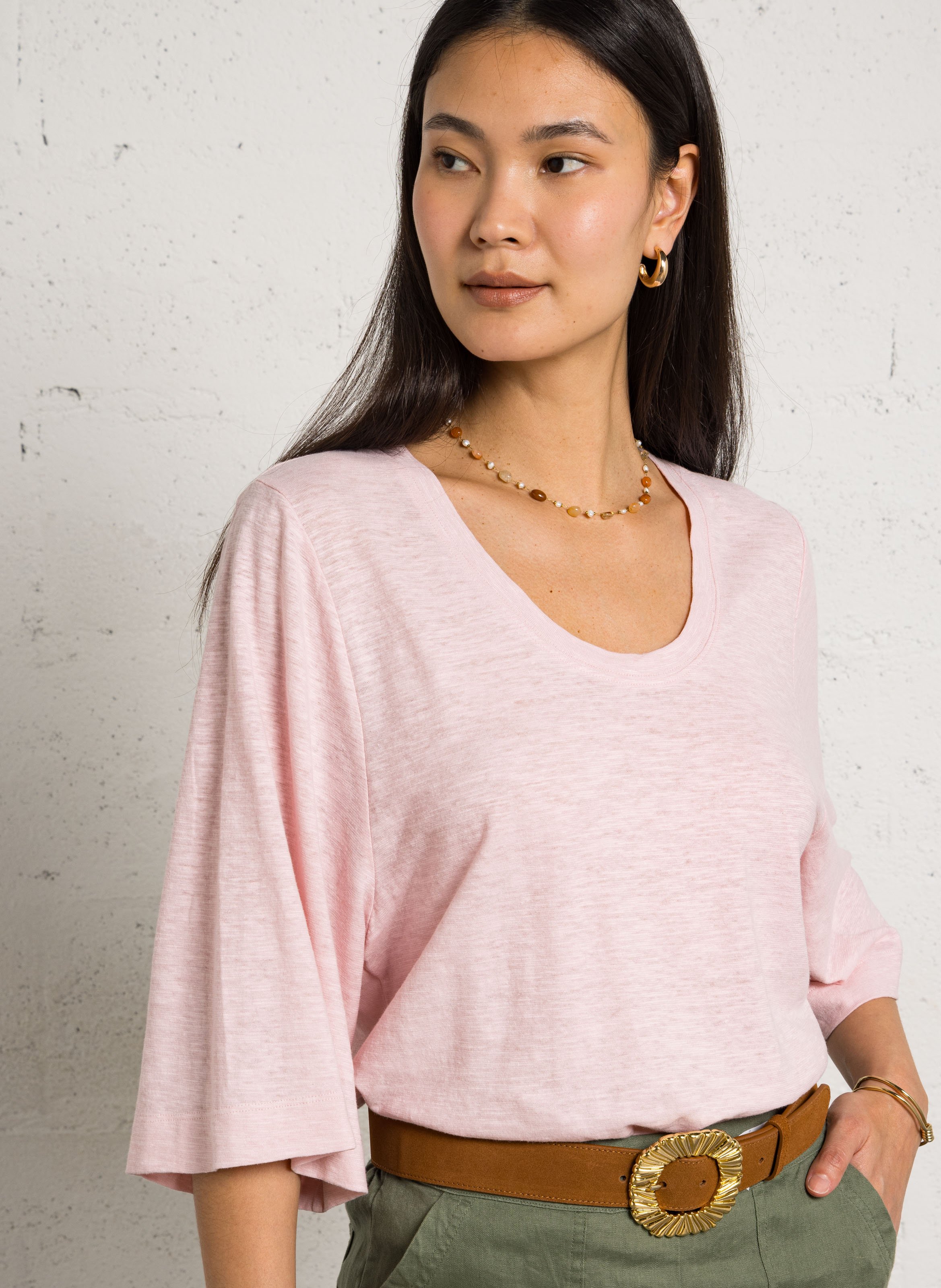 Effen top met lange mouwen en ronde hals MAISON 123