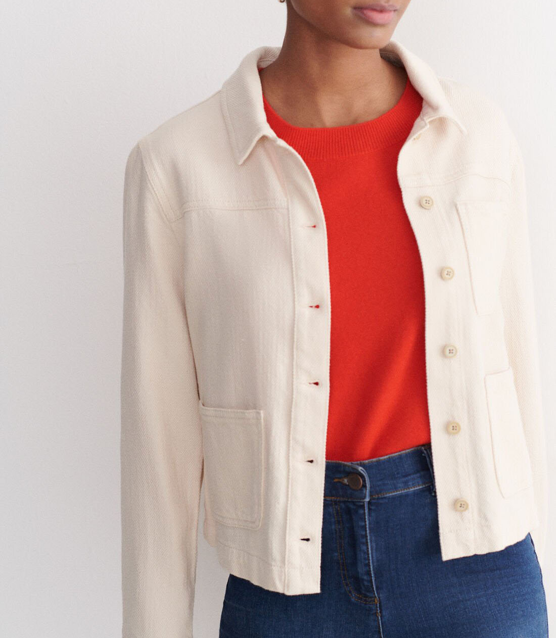 Veste droite cropped  CAROLL Beige