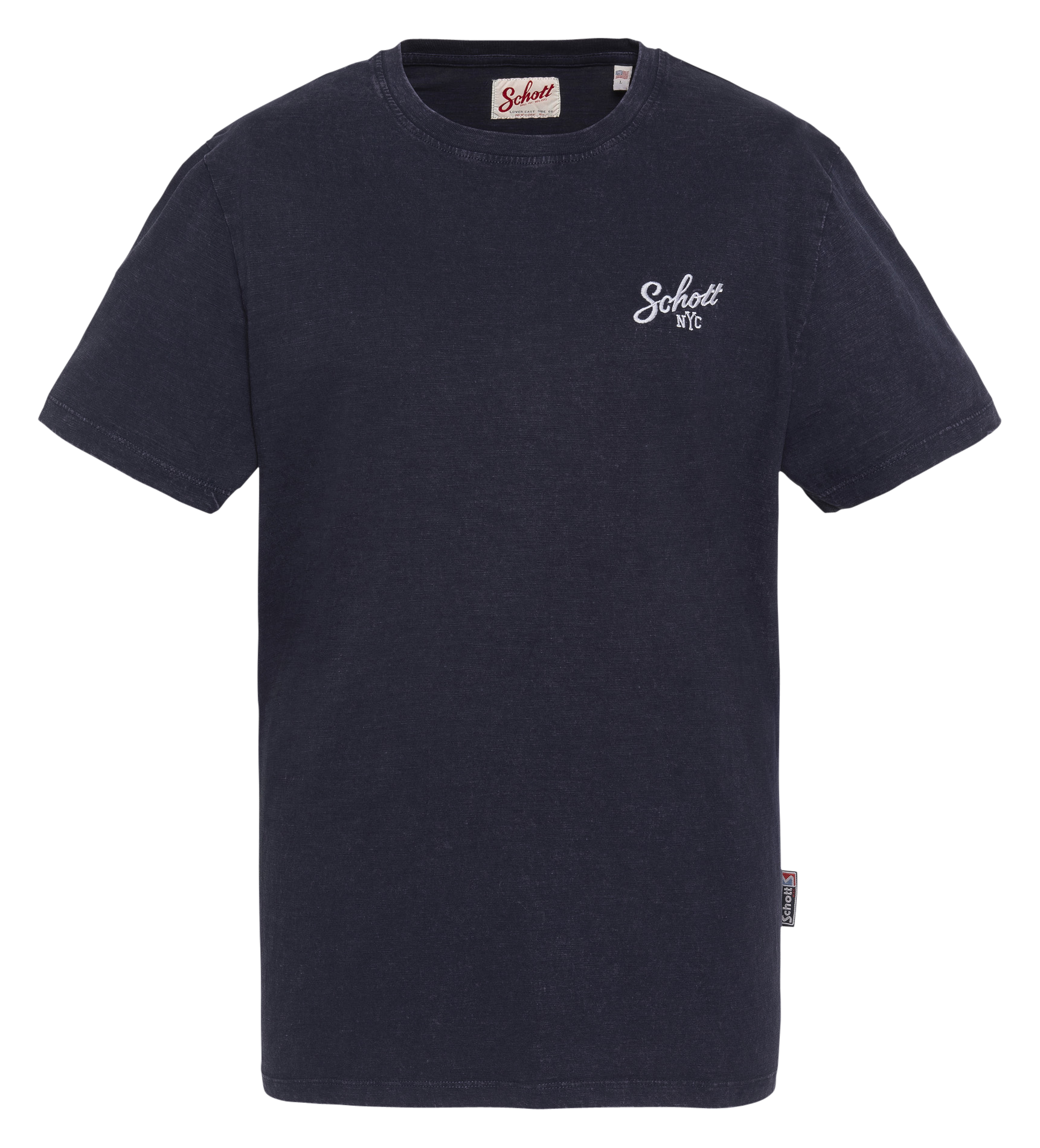 Recht T-shirt met ronde hals en geborduurd detail. SCHOTT