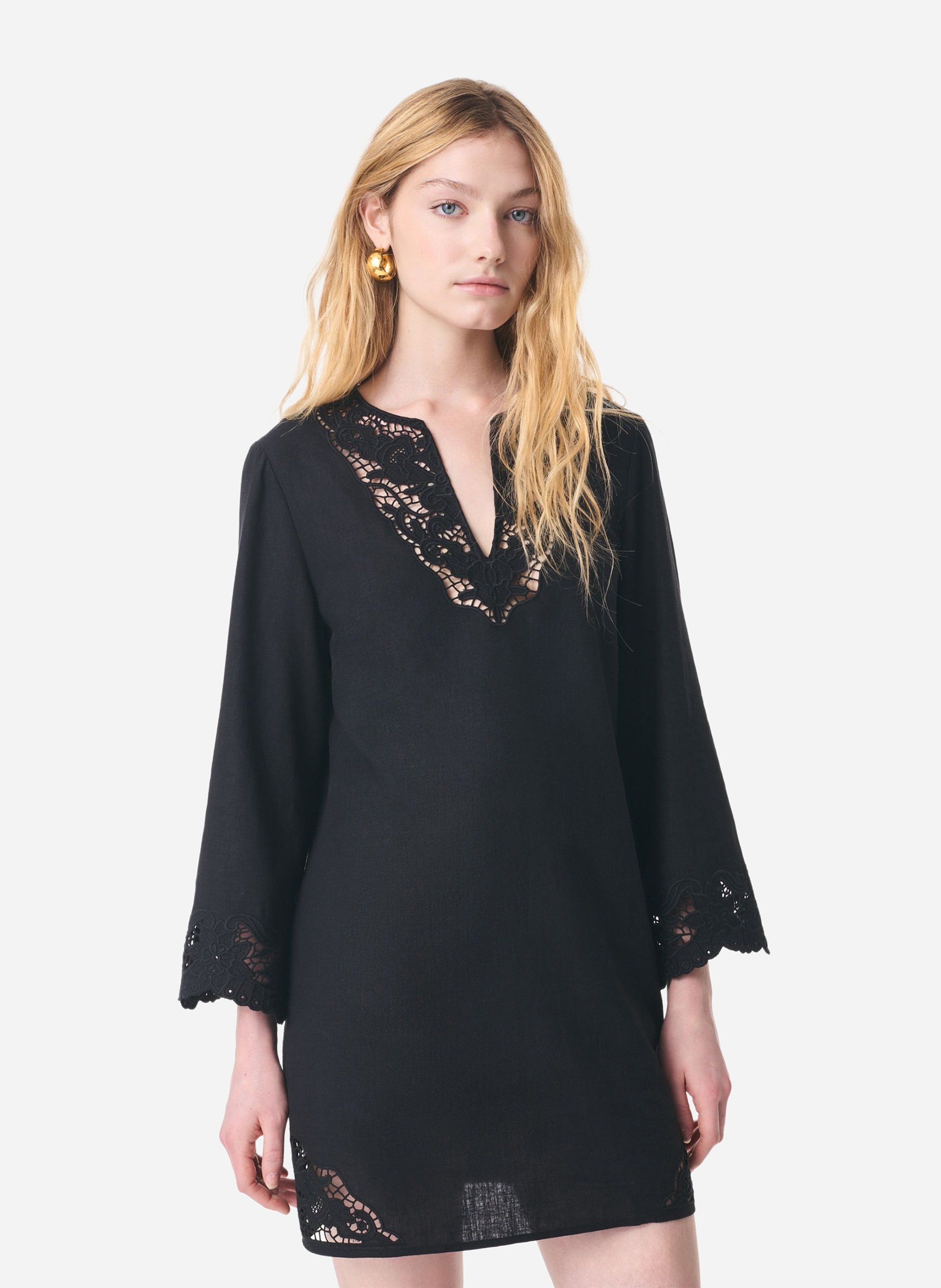 Robe courte à broderies ajourées VANESSA BRUNO Noir