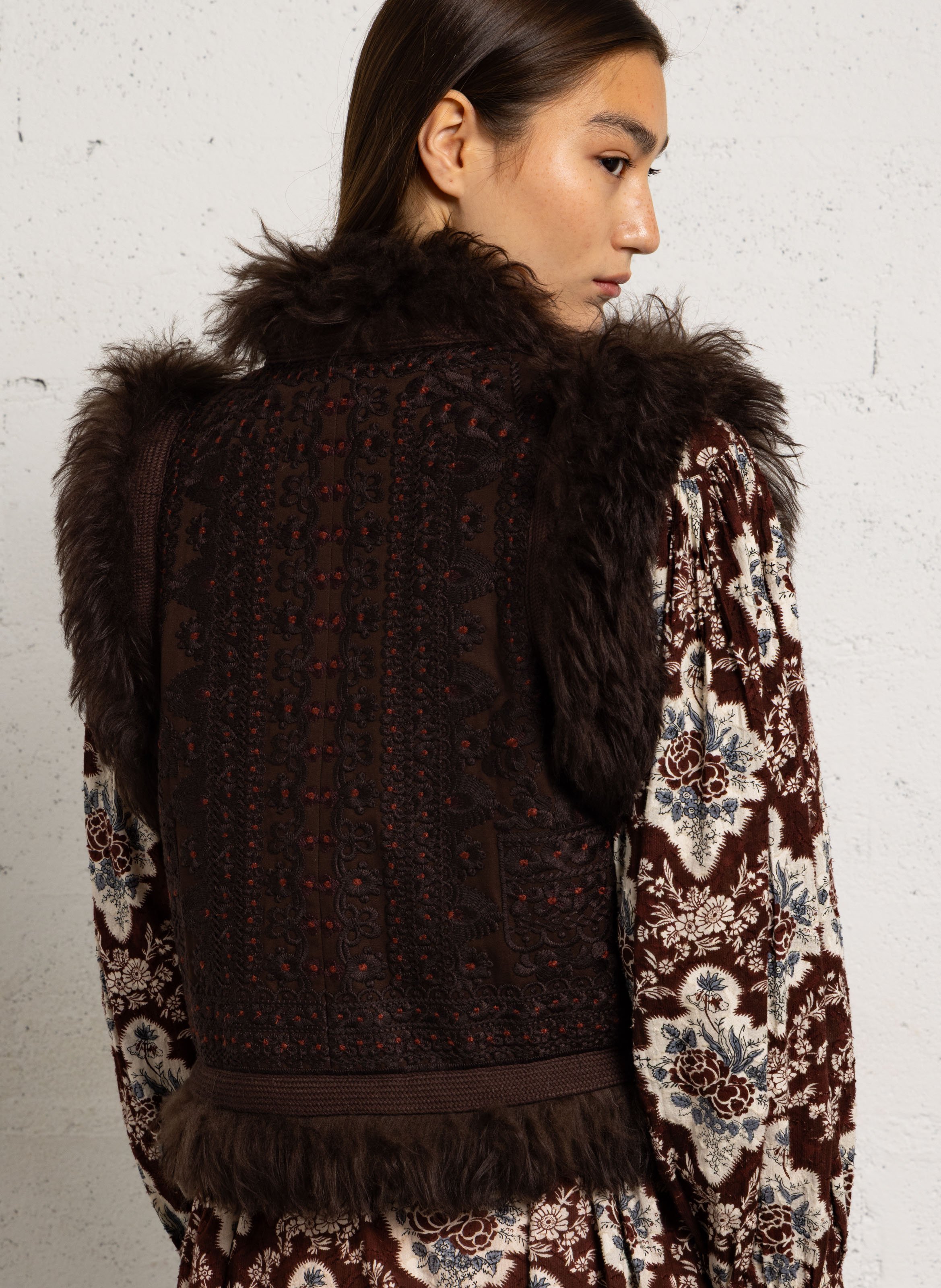 Bestickte Baumwolljacke ANTIK BATIK Braun