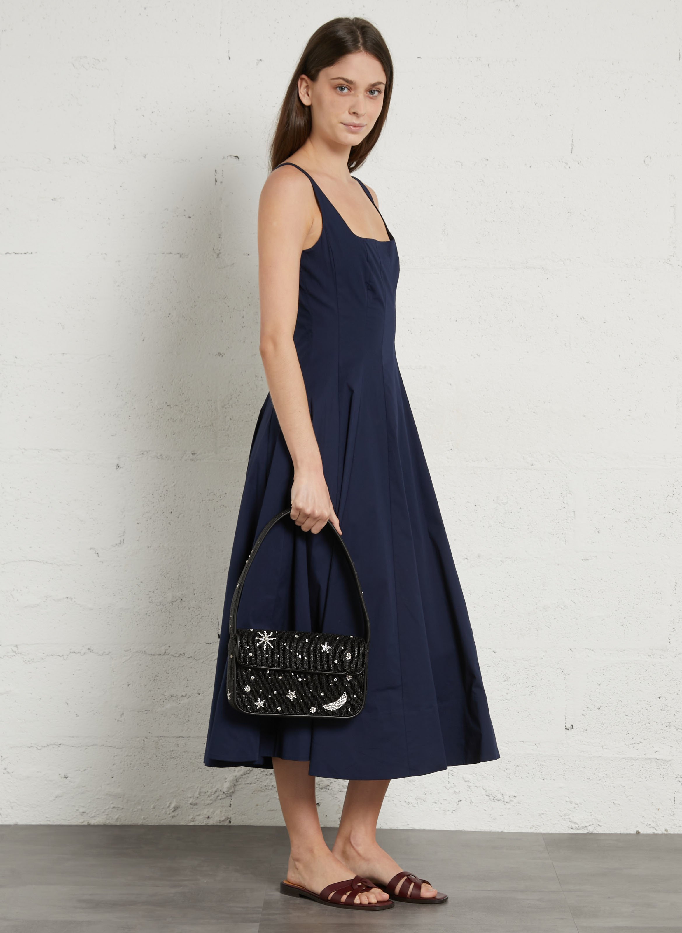Sac épaule à perles motif étoiles STAUD Schwarz