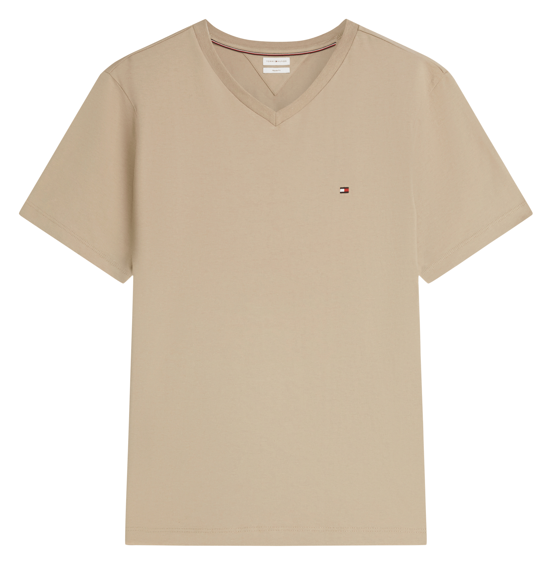 T-shirt met V-hals in effen katoen TOMMY HILFIGER Beige
