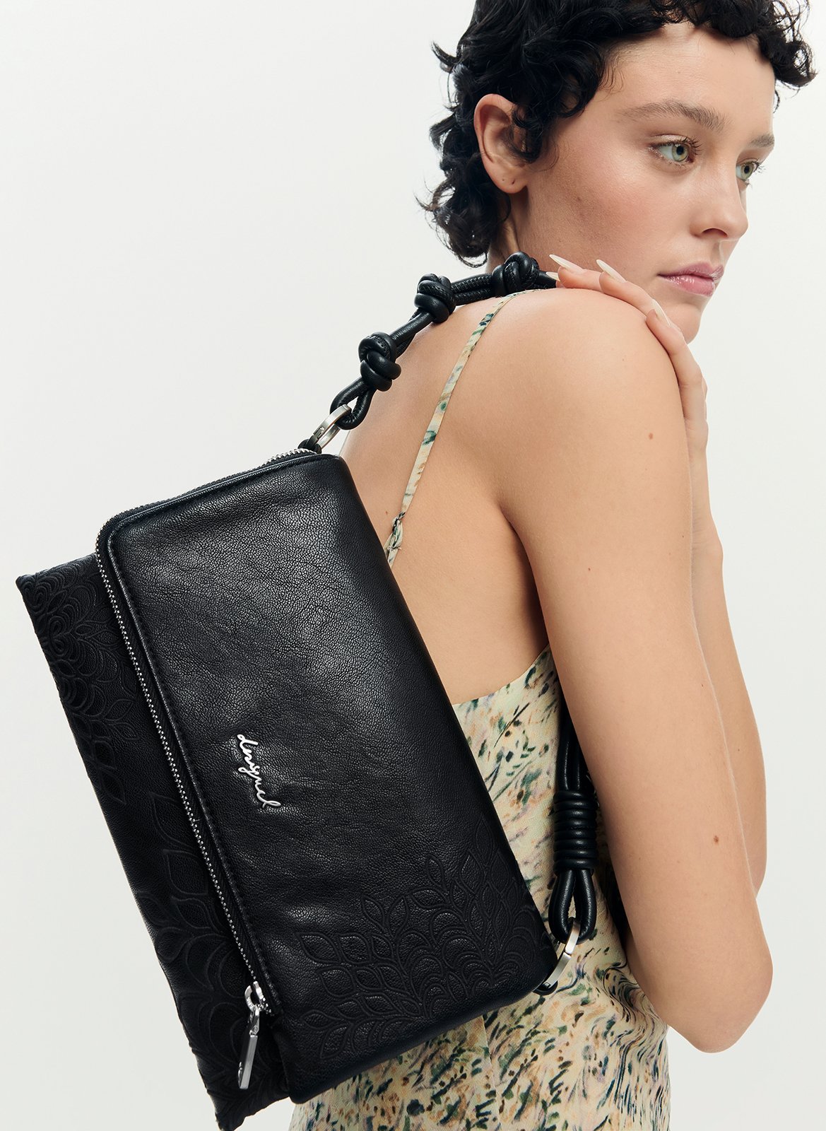Shoulder bag with embroidered flap DESIGUAL Black